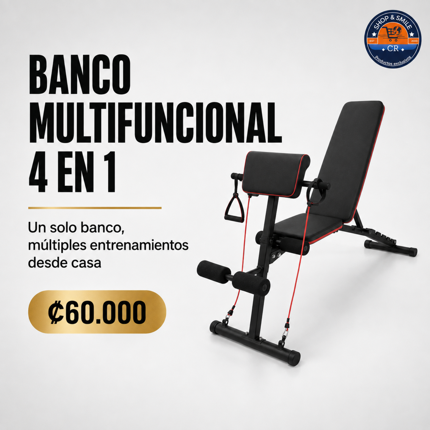 Banco multifuncional ajustable para ejercicios 4 en 1