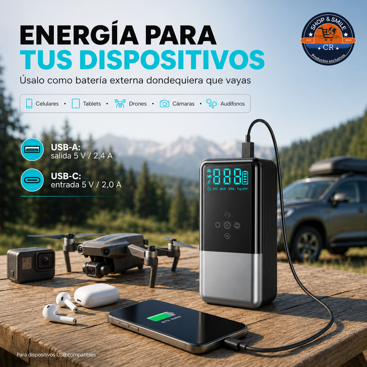 Arrancador de Batería 8000A con Compresor 160 PSI y Batería Externa