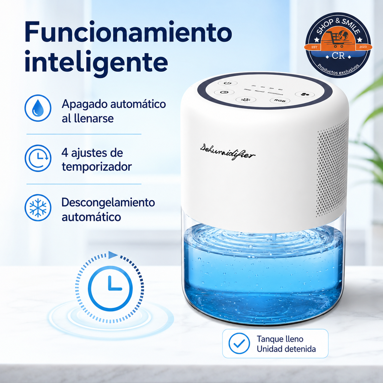 Deshumidificador con apagado automático temporizador y descongelamiento automático
