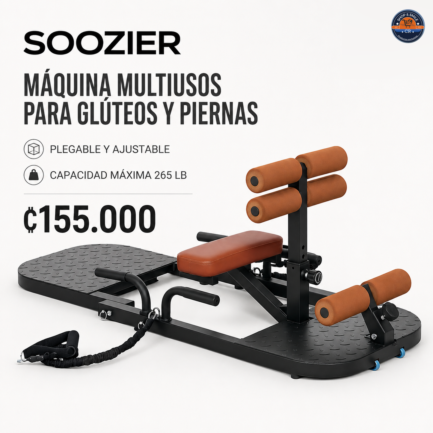 Máquina Soozier Plegable para Sentadilla Sissy y Empuje de Cadera