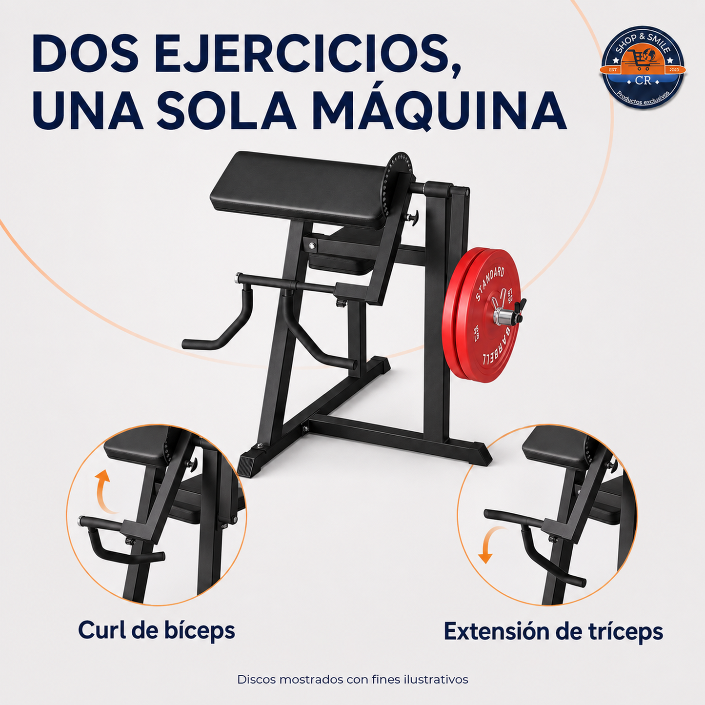 Máquina GMWD 2 en 1 para bíceps y tríceps con carga de discos