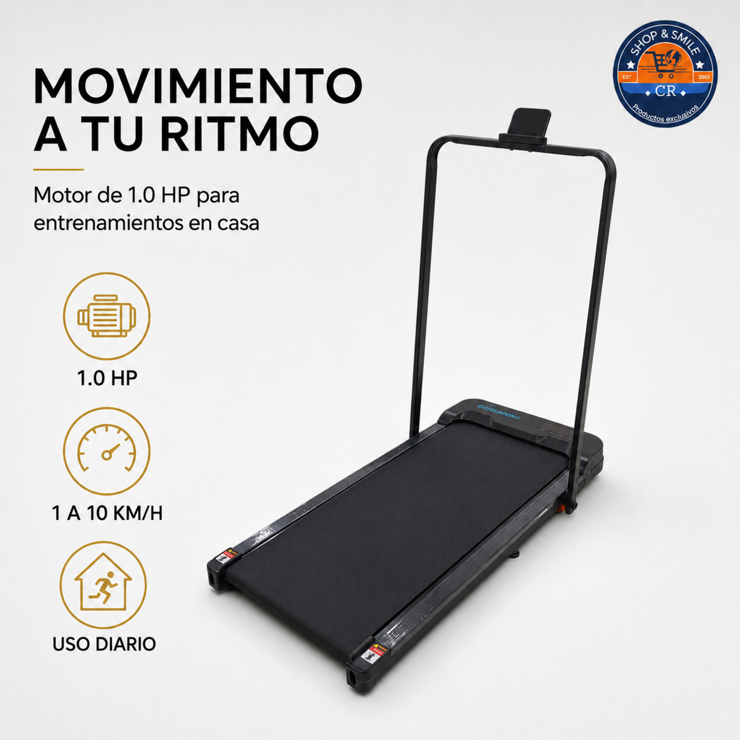Caminadora eléctrica compacta con inclinación manual