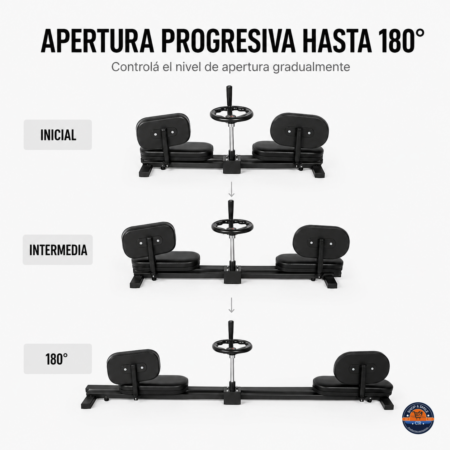 Estirador profesional de piernas MuscleForge 180° ajustable