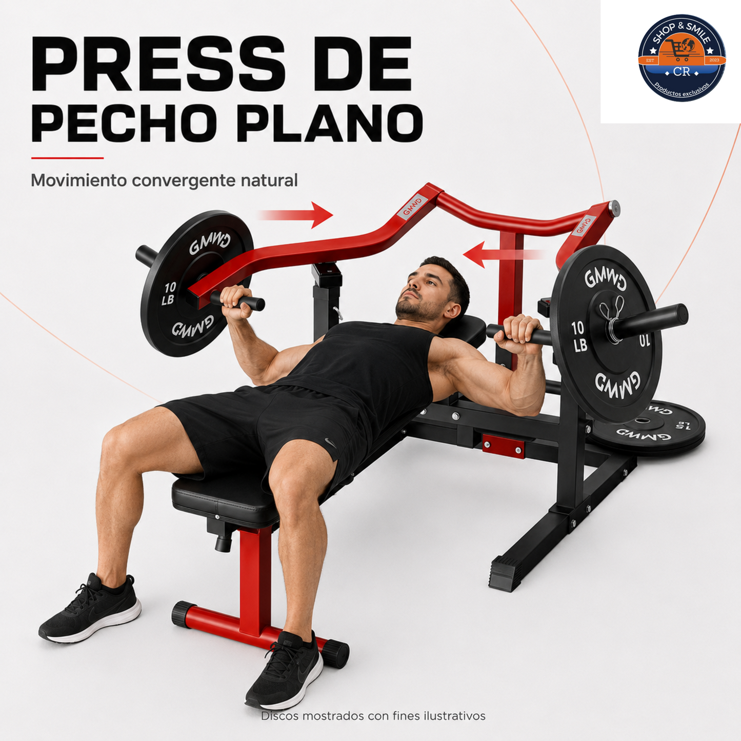 Máquina GMWD 1050 lb para press de pecho con banco ajustable