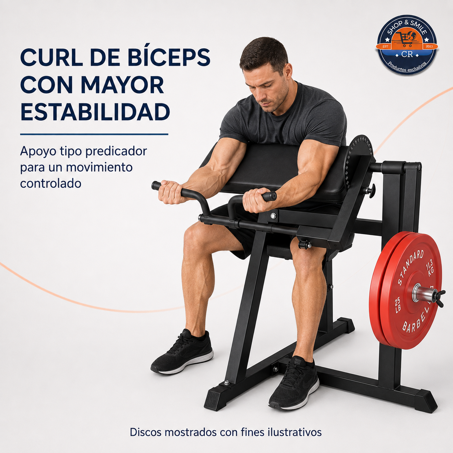 Máquina GMWD 2 en 1 para bíceps y tríceps con carga de discos