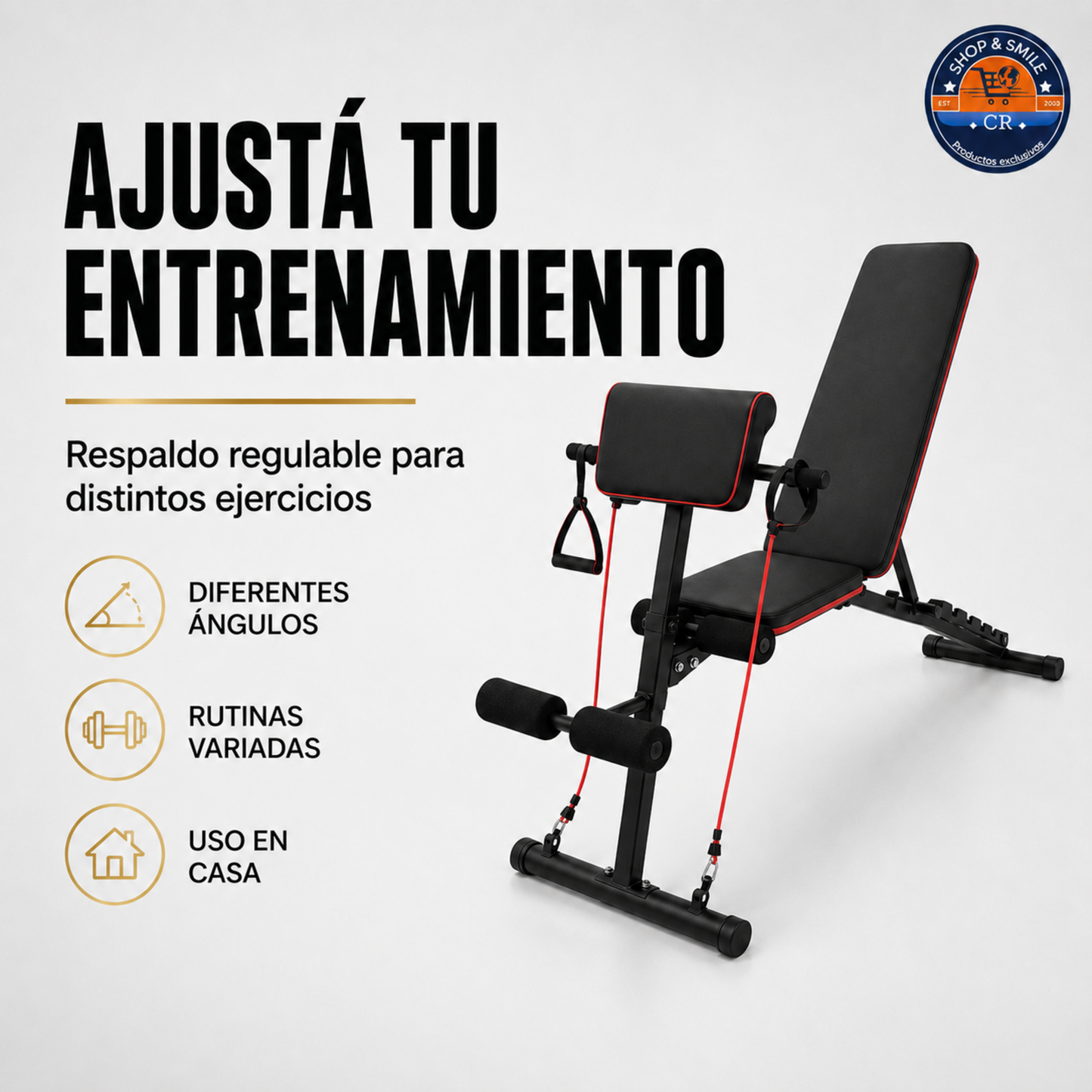 Banco multifuncional ajustable para ejercicios 4 en 1