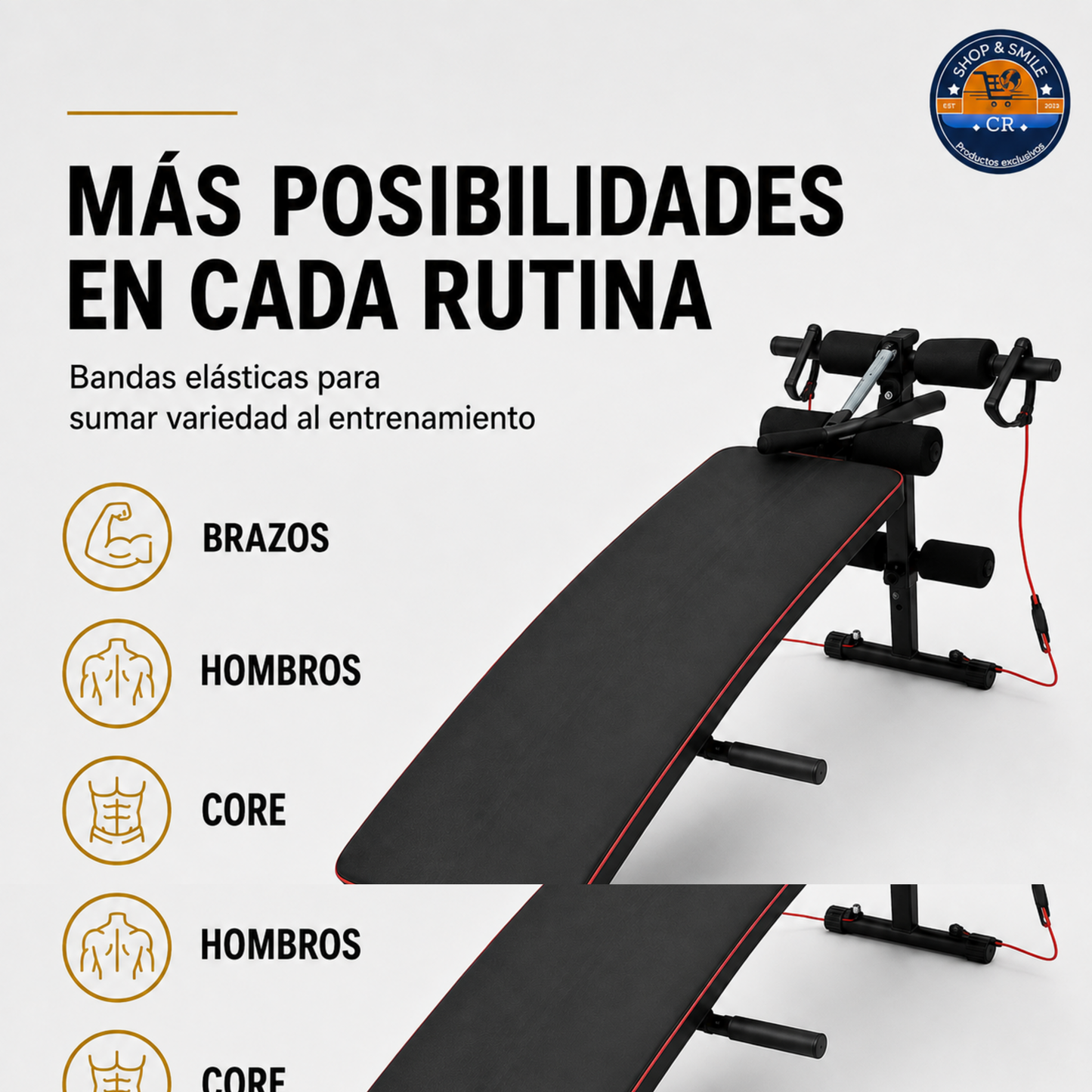 Banco multifuncional ajustable para abdominales