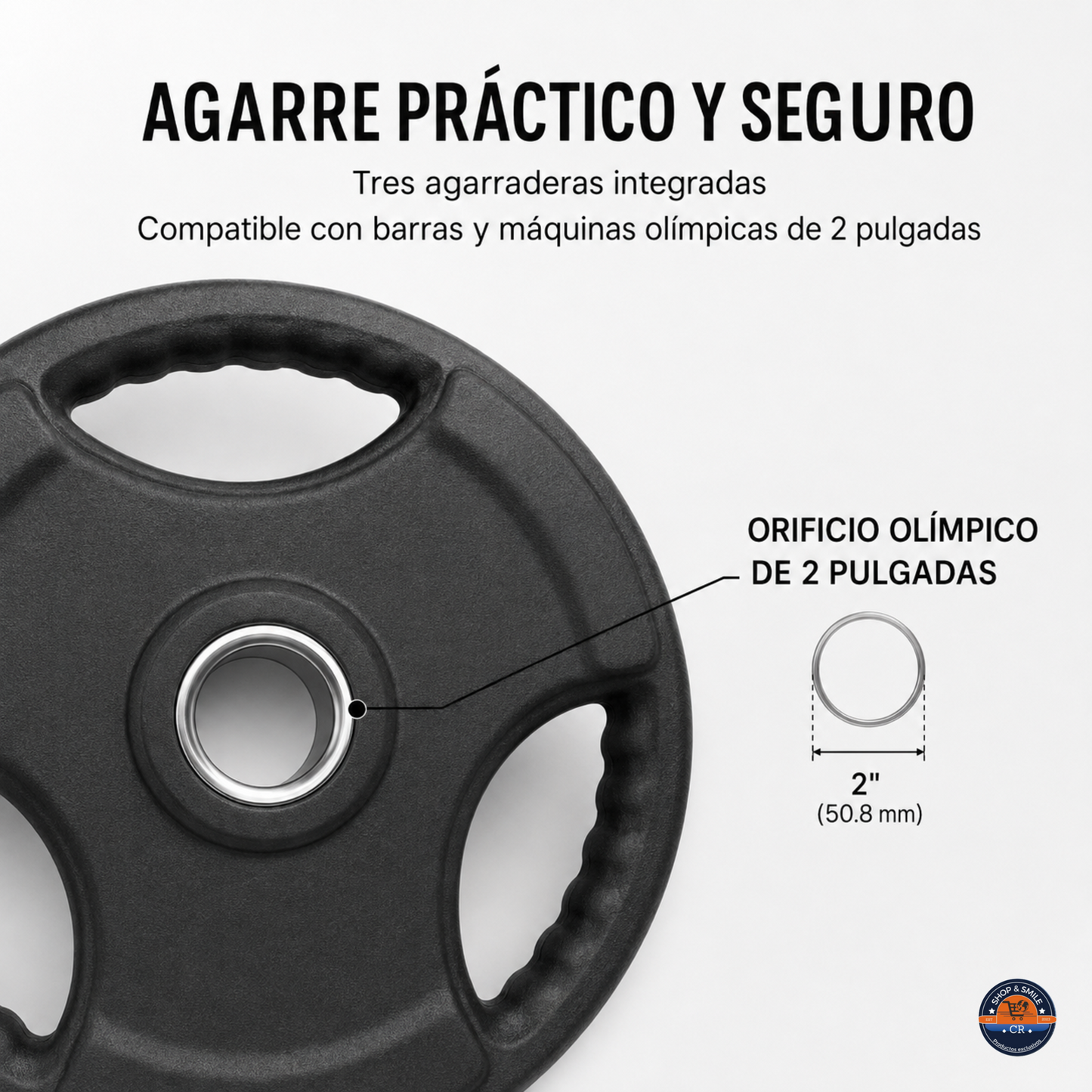 Par de discos olímpicos de hierro recubiertos de hule – 2 pulgadas