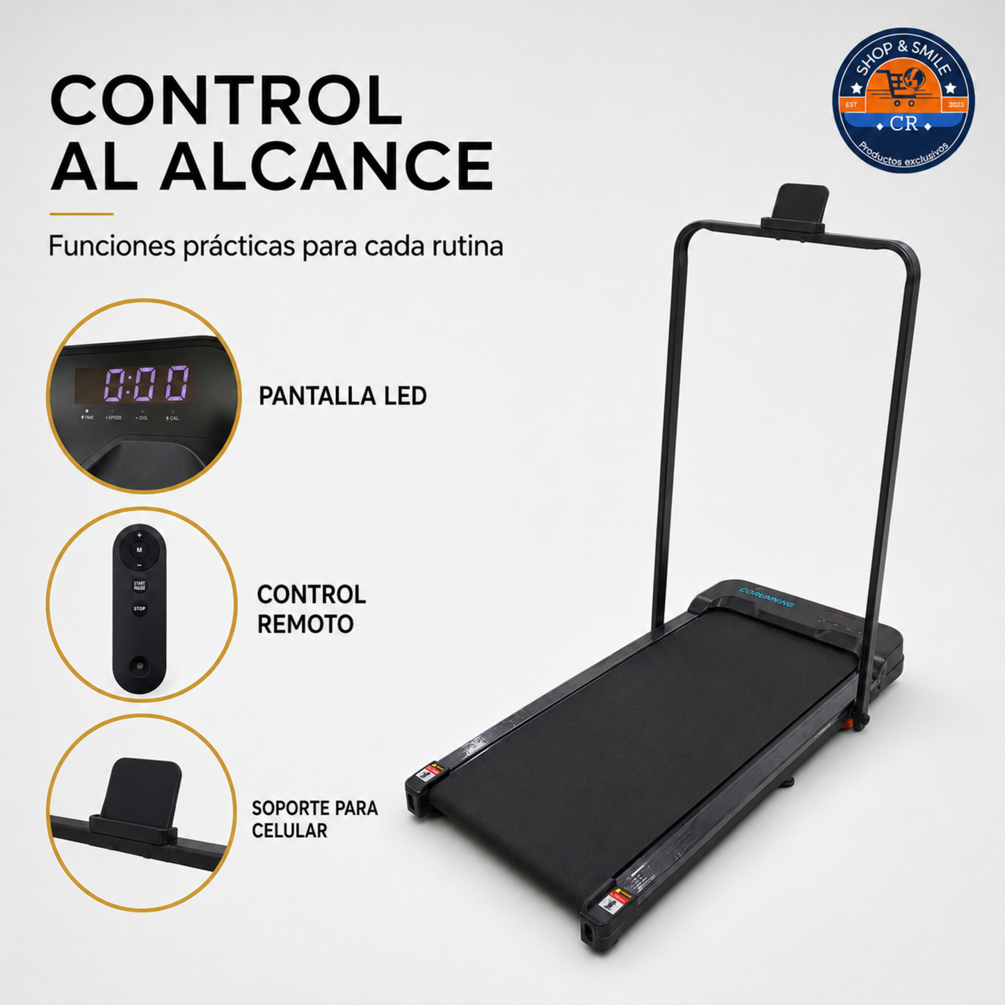 Caminadora eléctrica compacta con inclinación manual