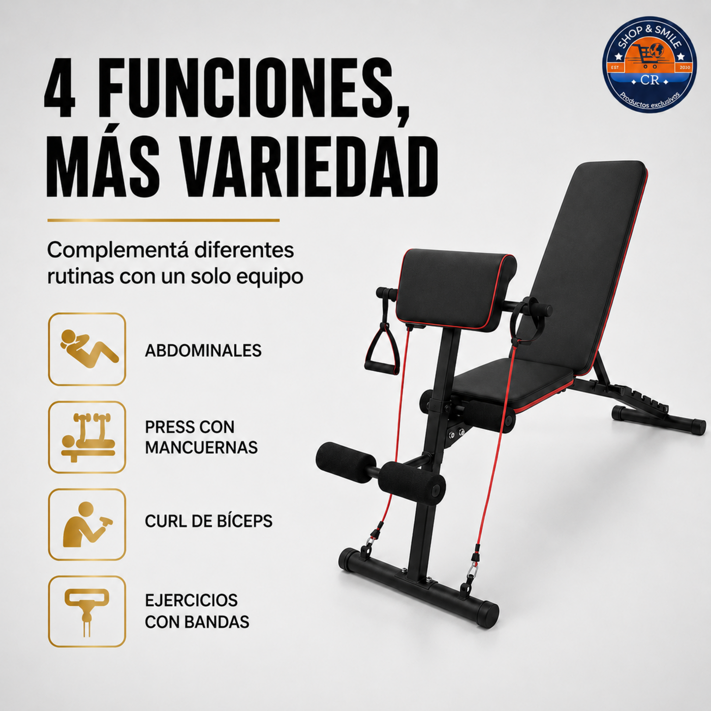Banco multifuncional ajustable para ejercicios 4 en 1