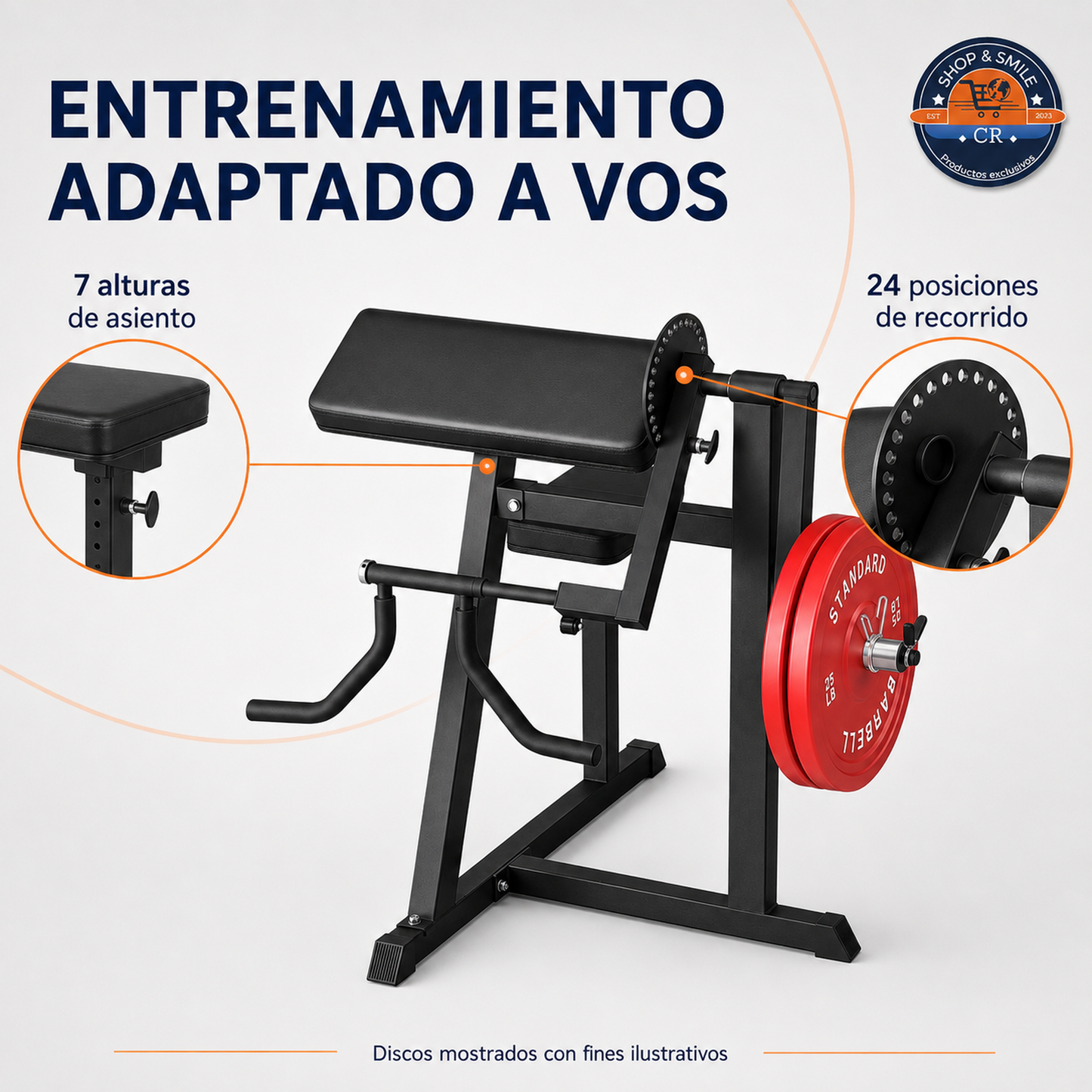 Máquina GMWD 2 en 1 para bíceps y tríceps con carga de discos