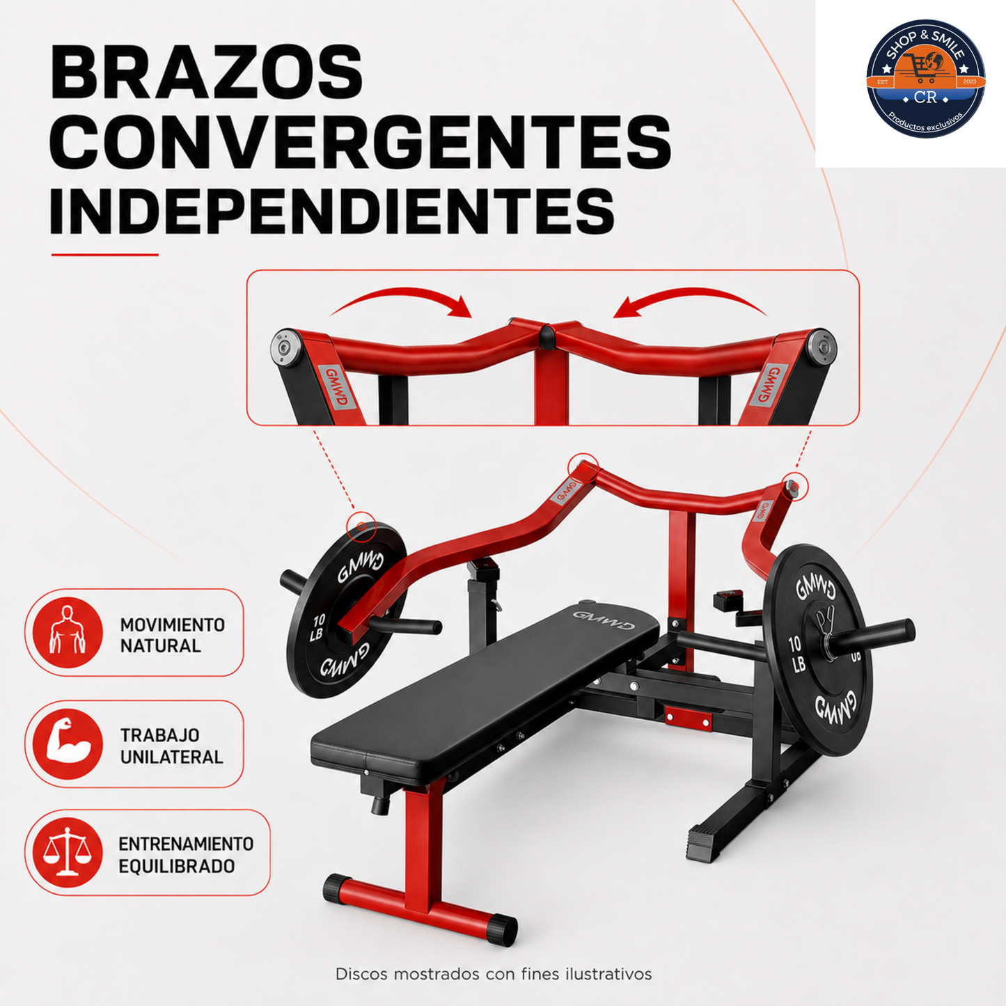 Máquina GMWD 1050 lb para press de pecho con banco ajustable