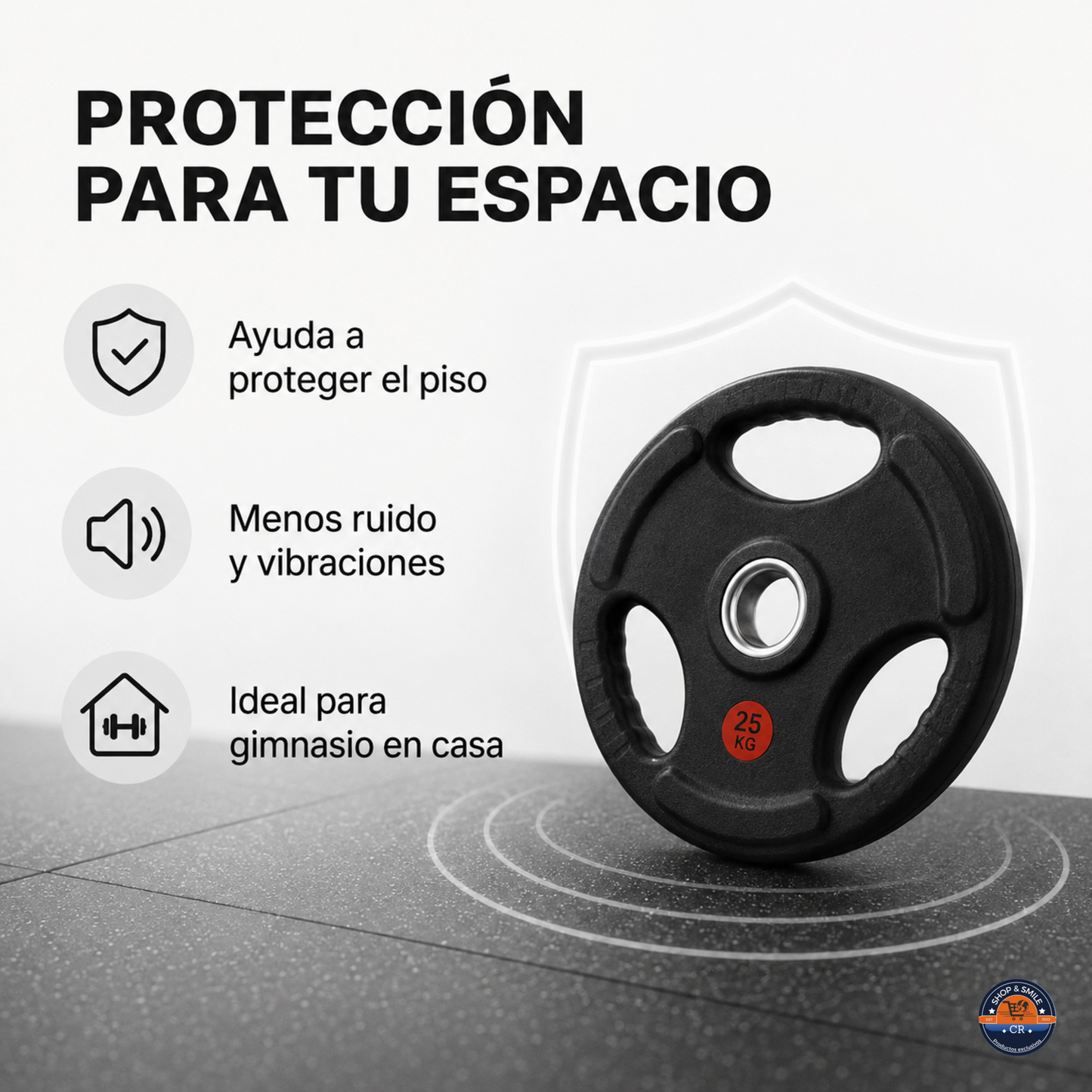 Par de discos olímpicos de hierro recubiertos de hule – 2 pulgadas