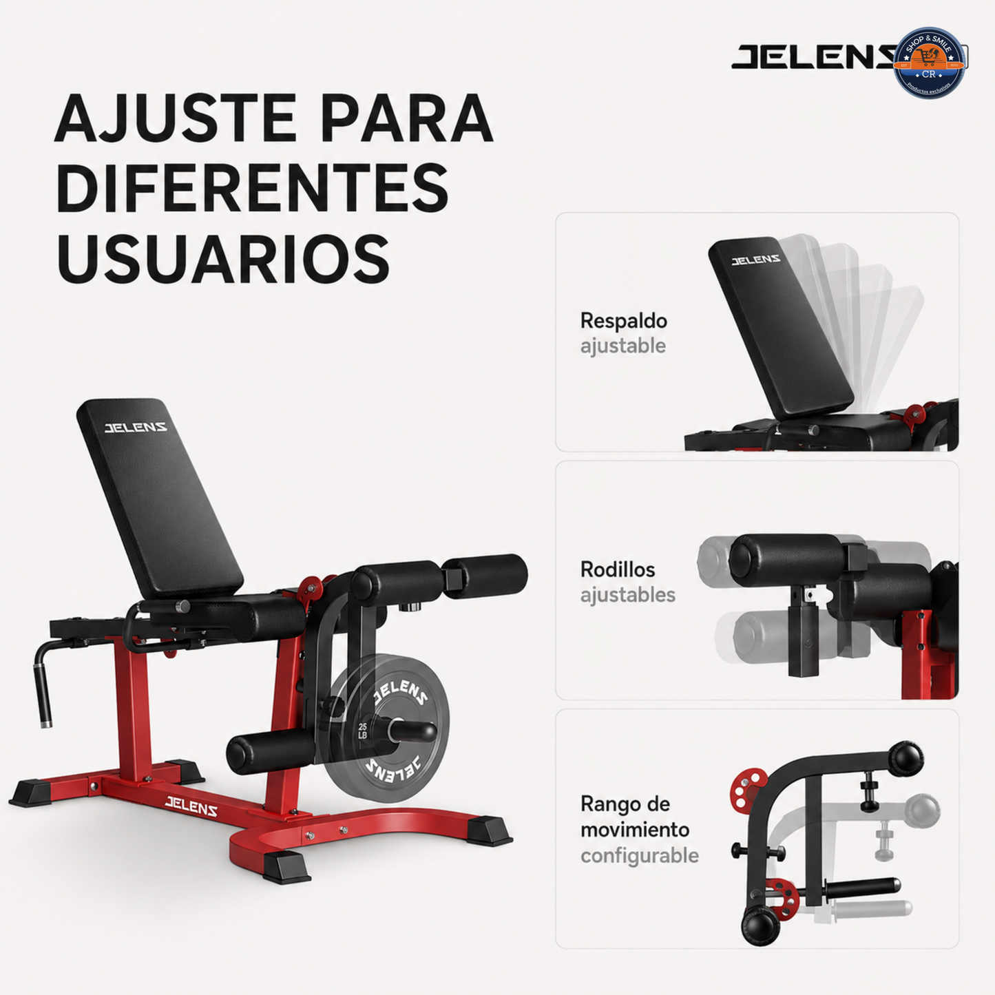 Máquina JELENS J10 para extensión y curl de piernas