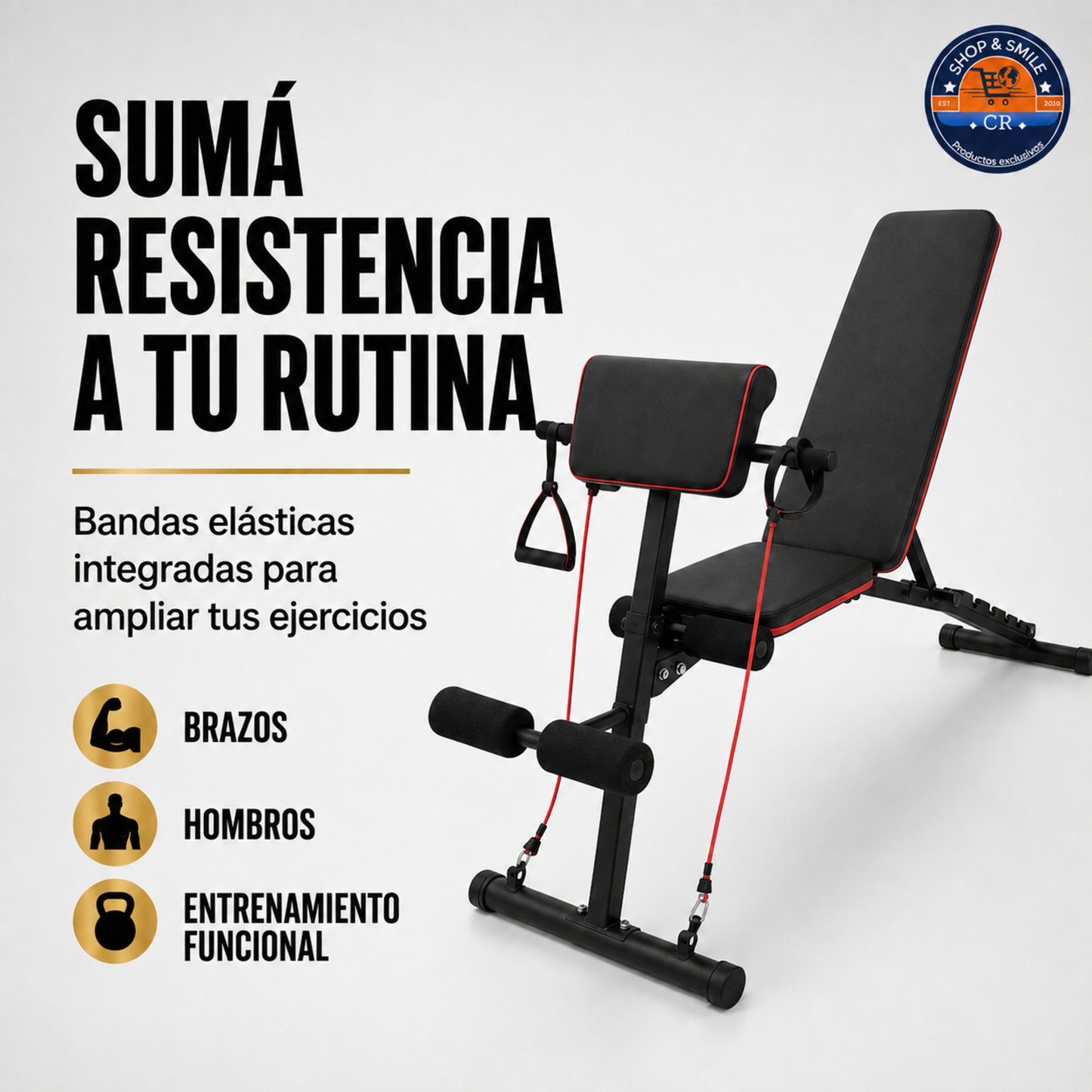 Banco multifuncional ajustable para ejercicios 4 en 1