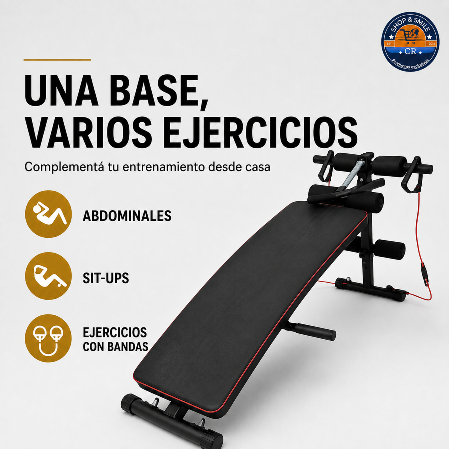 Banco multifuncional ajustable para abdominales
