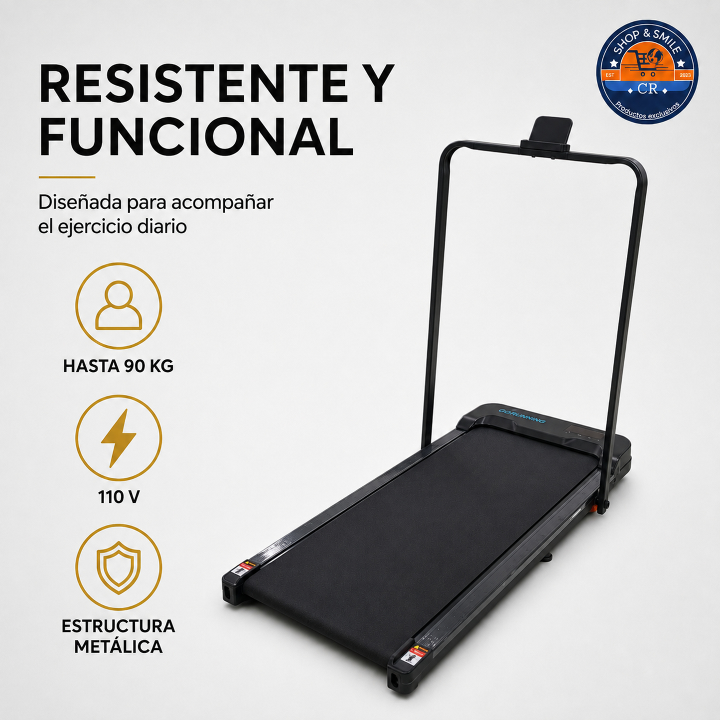 Caminadora eléctrica compacta con inclinación manual