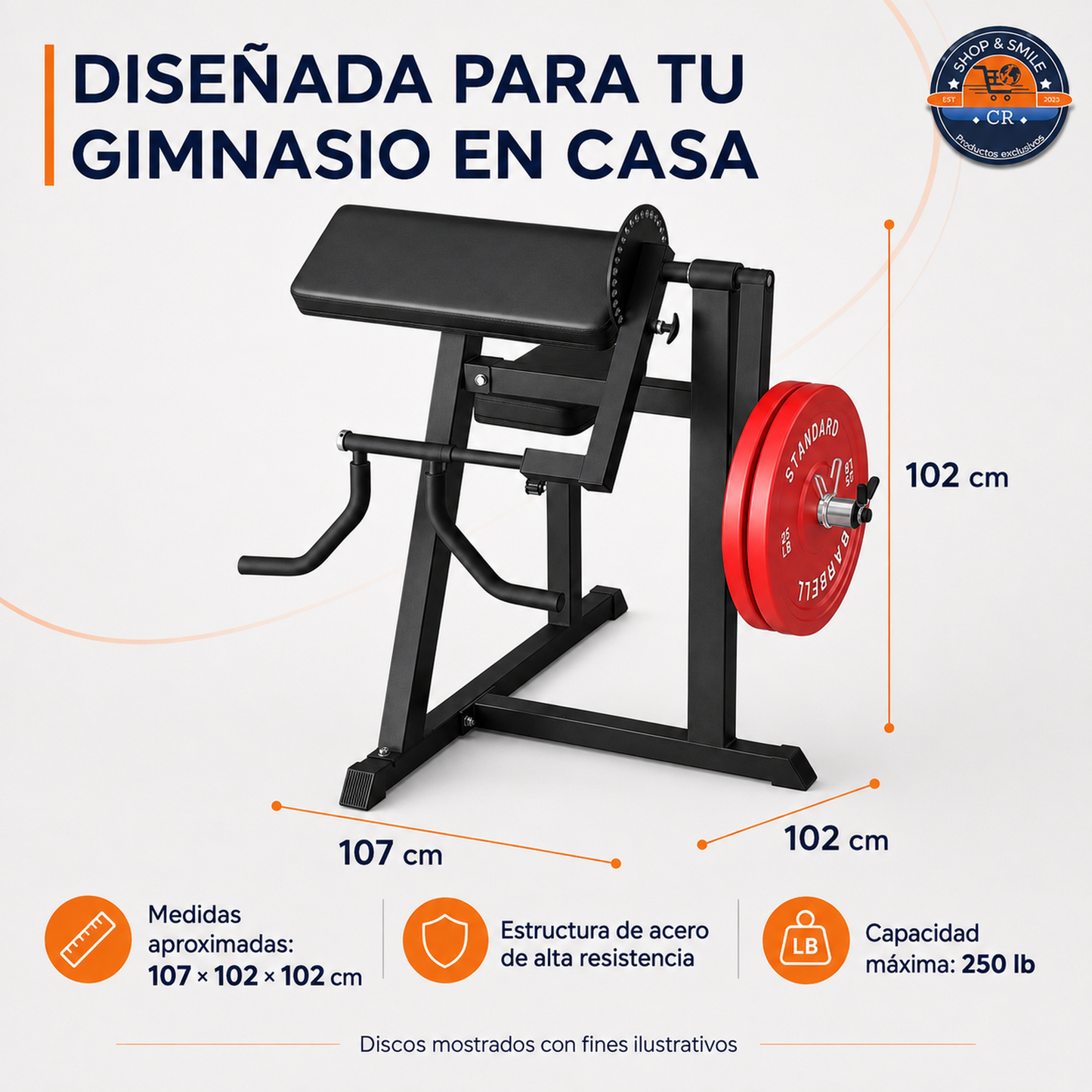 Máquina GMWD 2 en 1 para bíceps y tríceps con carga de discos