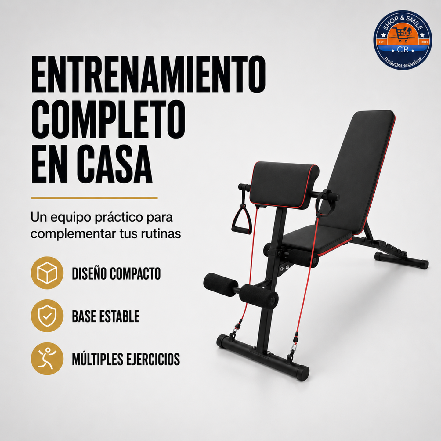 Banco multifuncional ajustable para ejercicios 4 en 1