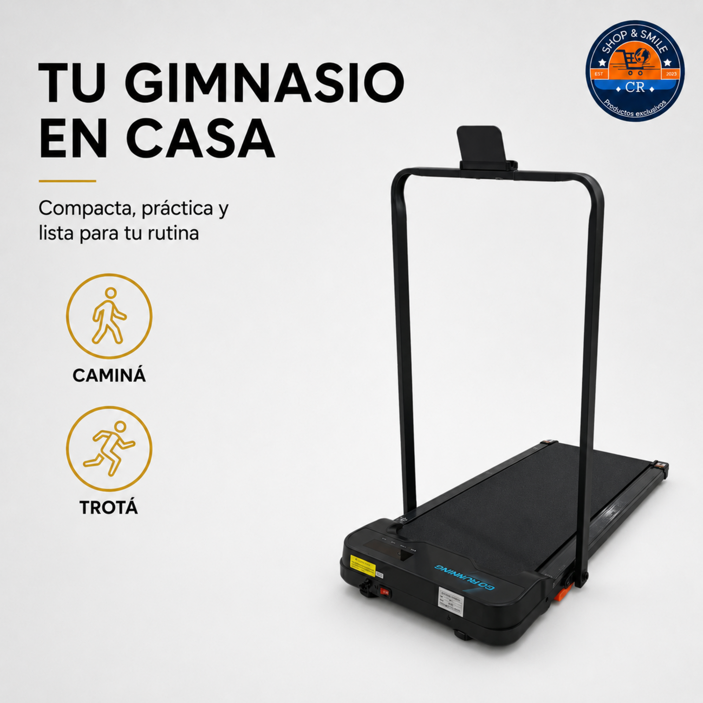 Caminadora eléctrica compacta con inclinación manual