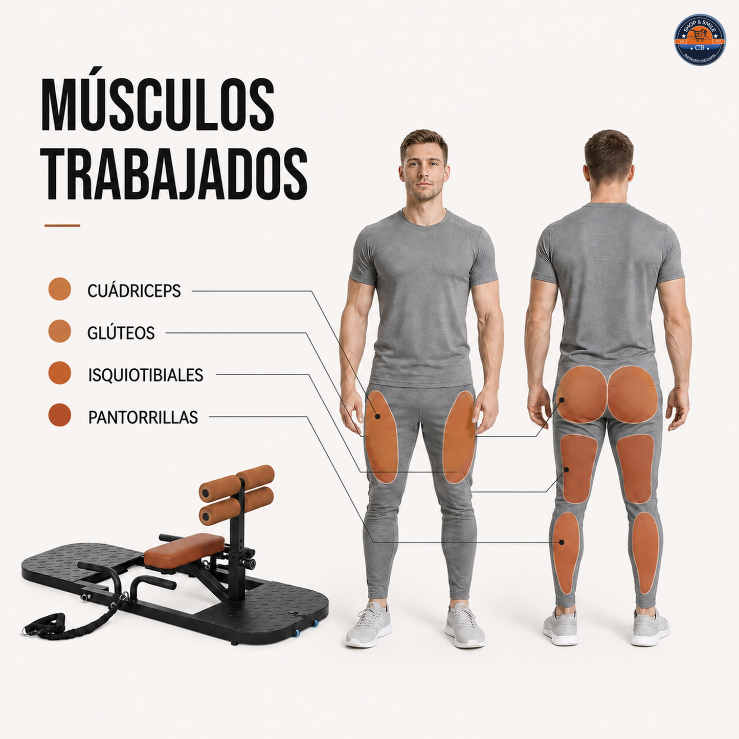 Máquina Soozier Plegable para Sentadilla Sissy y Empuje de Cadera