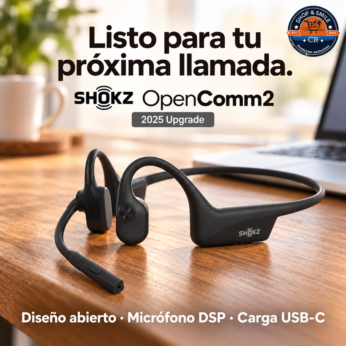 Audífonos Shokz OpenComm2 2025 con micrófono