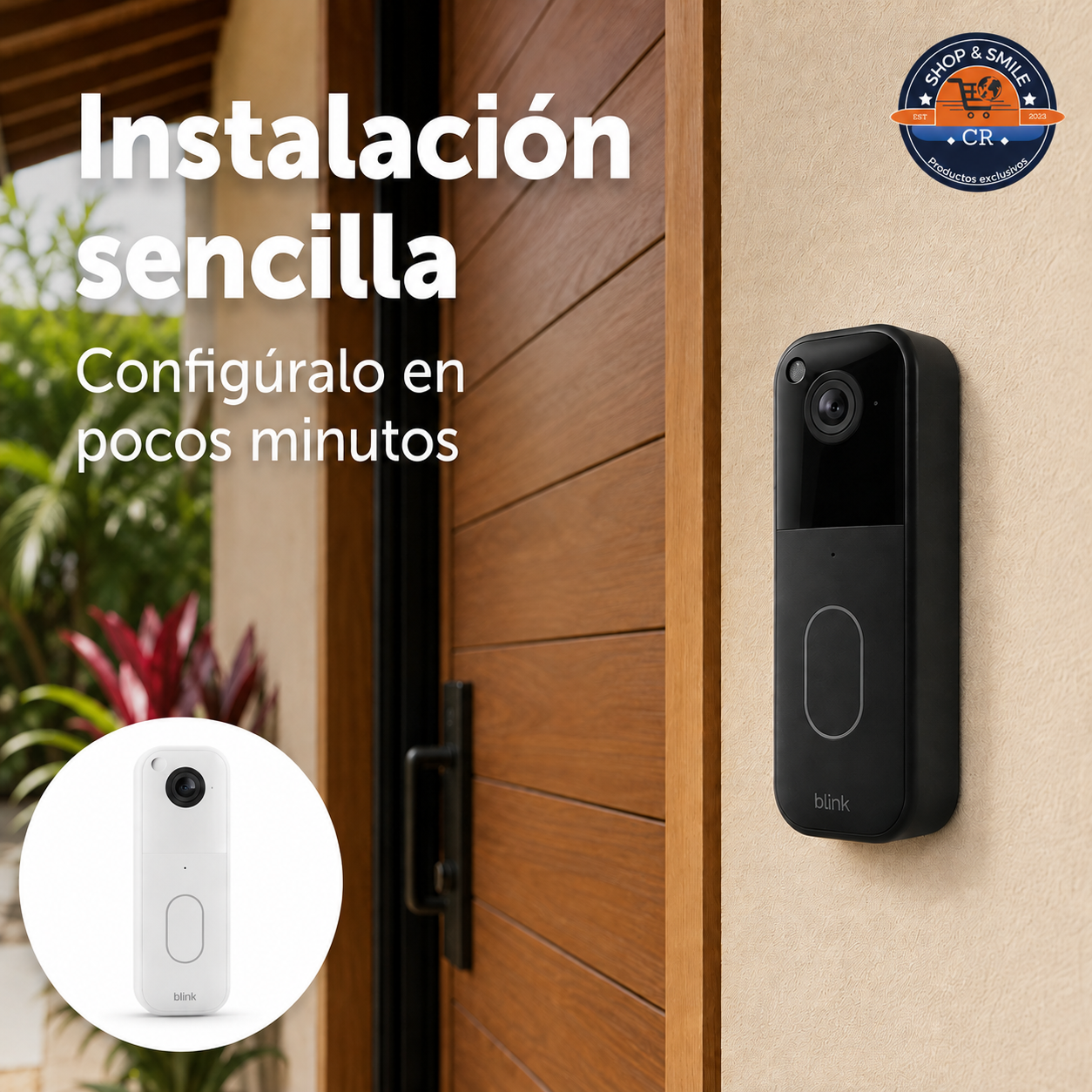 Blink Video Doorbell con duración estimada de batería de hasta dos años y bajo mantenimiento.