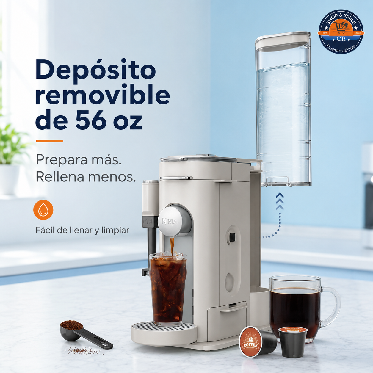 Cafetera Ninja negra con espumador integrado para leche fria o caliente