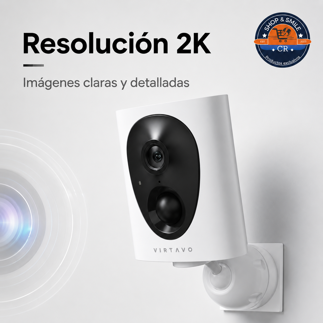 Cámara de seguridad VIRTAVO con resolución 2K para obtener imágenes claras y detalladas