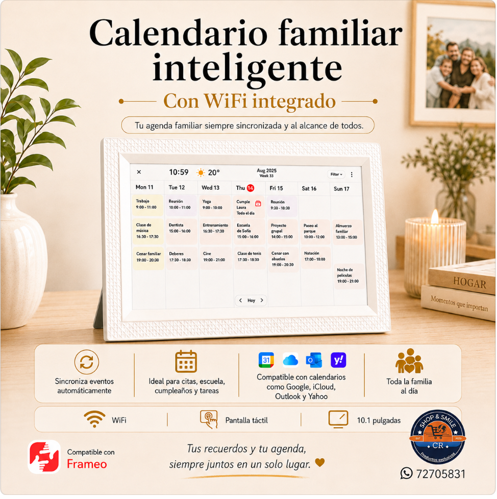 Marco digital LOVCUBE Frameo de 10,1″ con Wi‑Fi y calendario