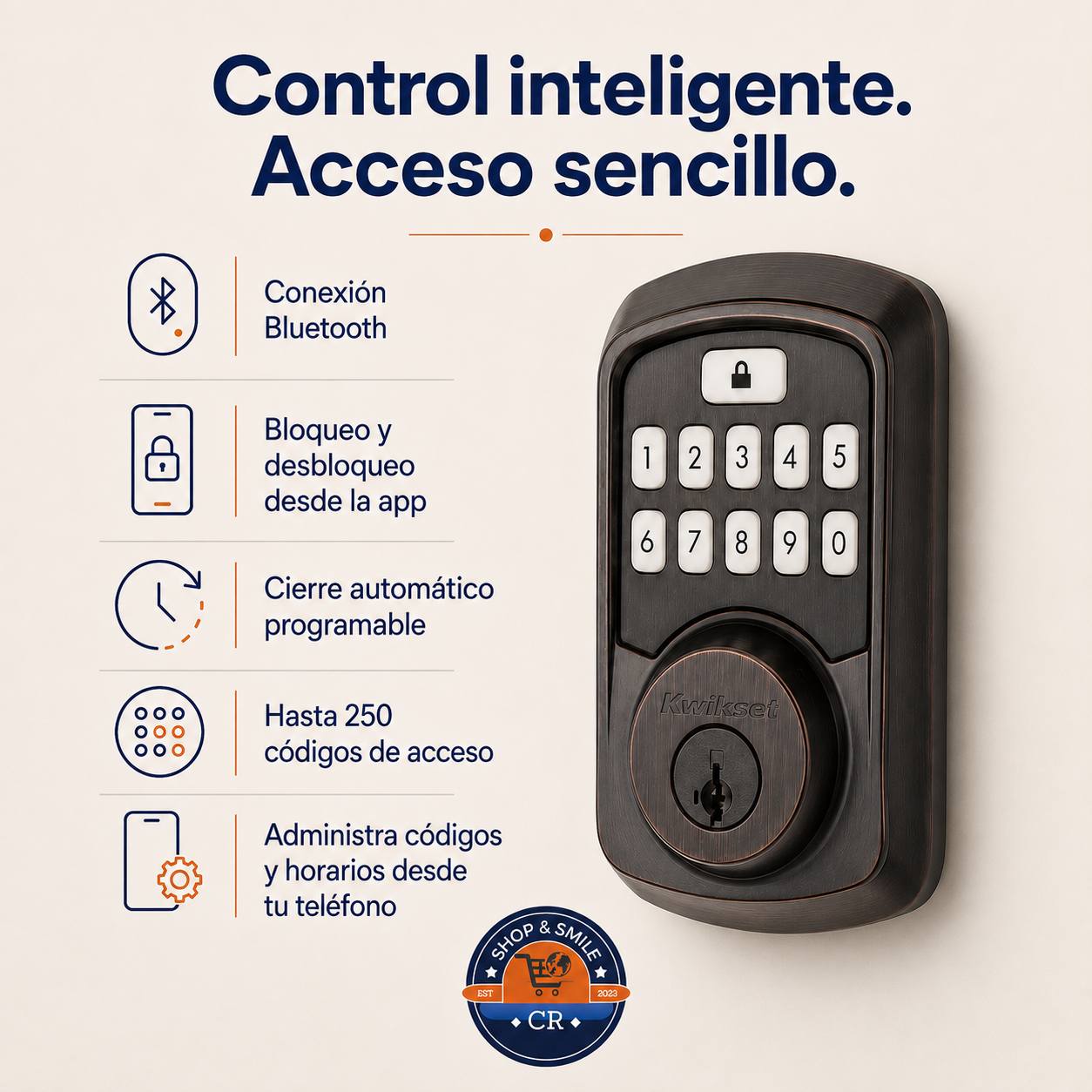Cerradura inteligente Kwikset Aura Bluetooth con teclado
