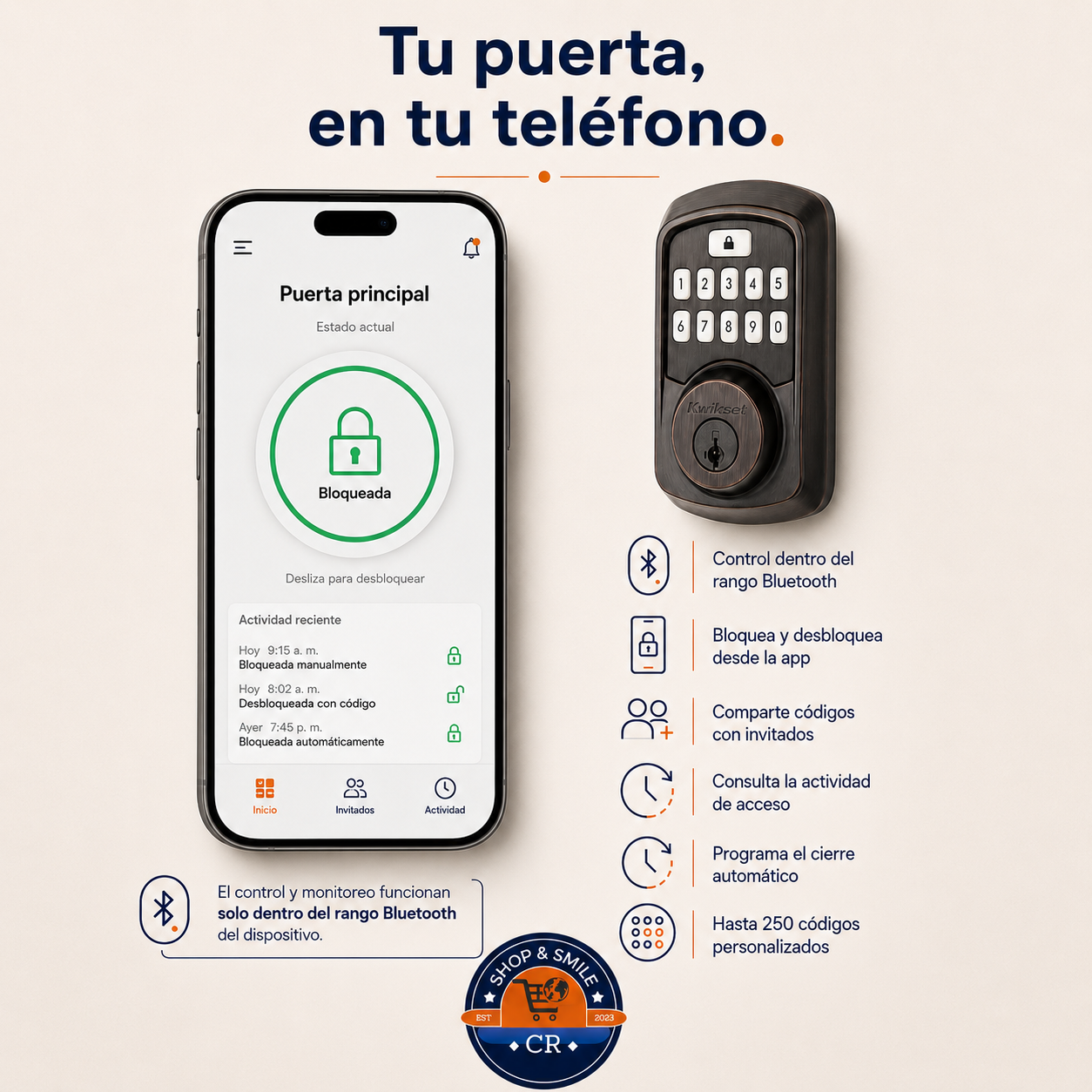 Cerradura inteligente Kwikset Aura Bluetooth con teclado