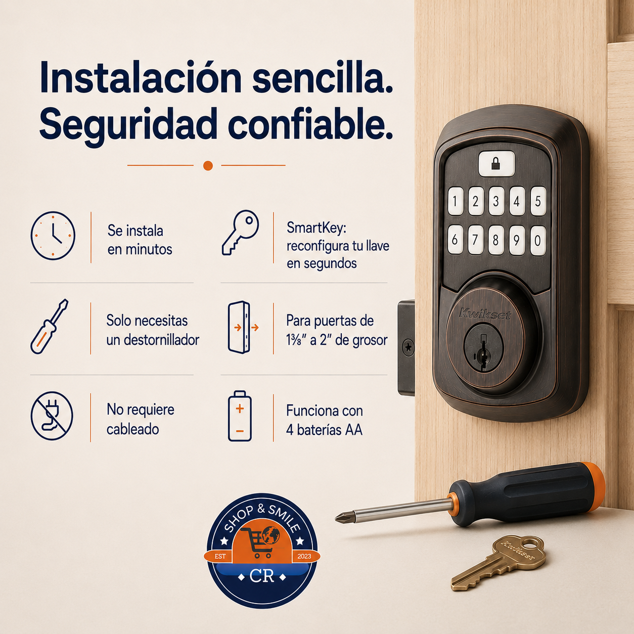 Cerradura inteligente Kwikset Aura Bluetooth con teclado