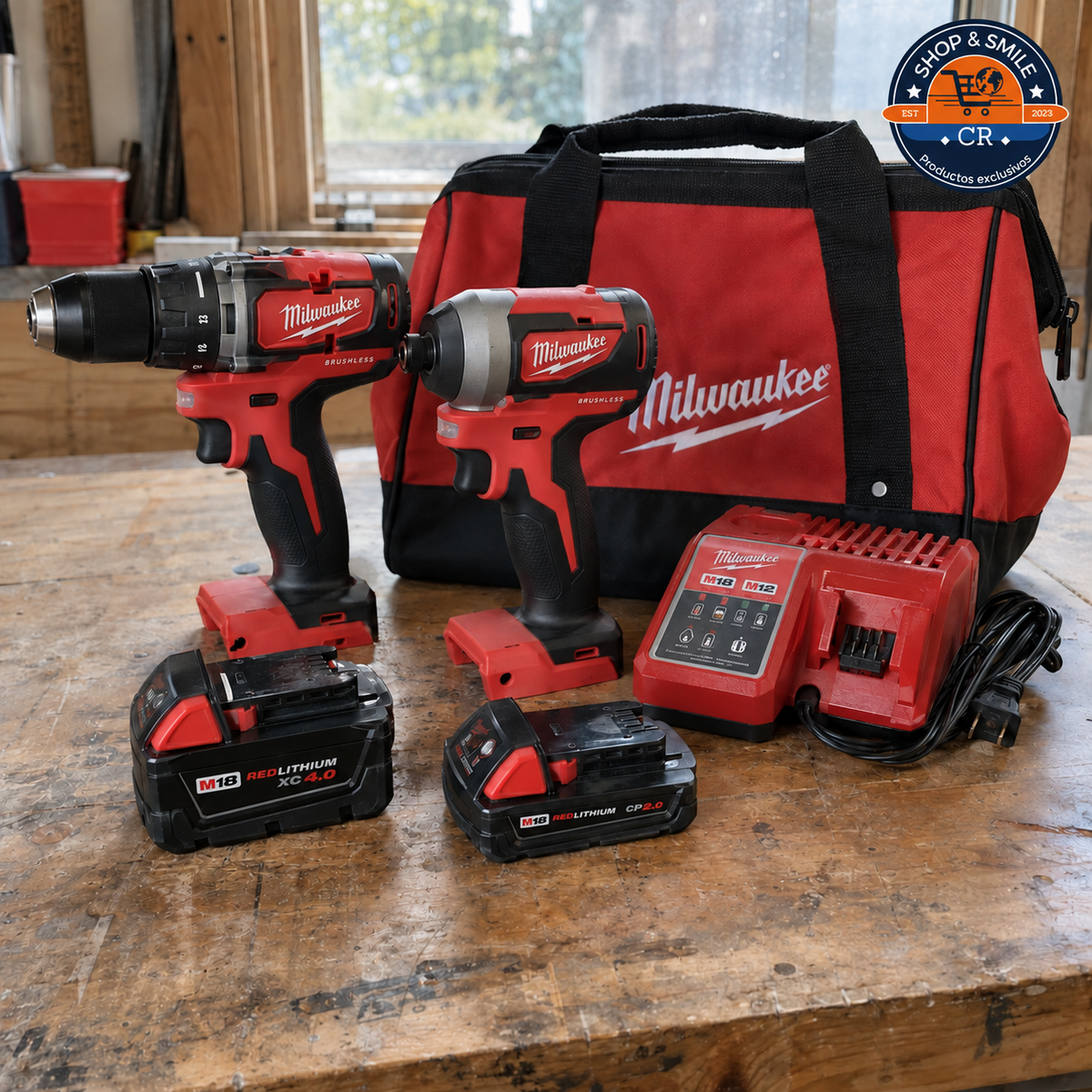 Combo Milwaukee M18 Brushless: taladro percutor y atornillador de impacto con 2 baterías