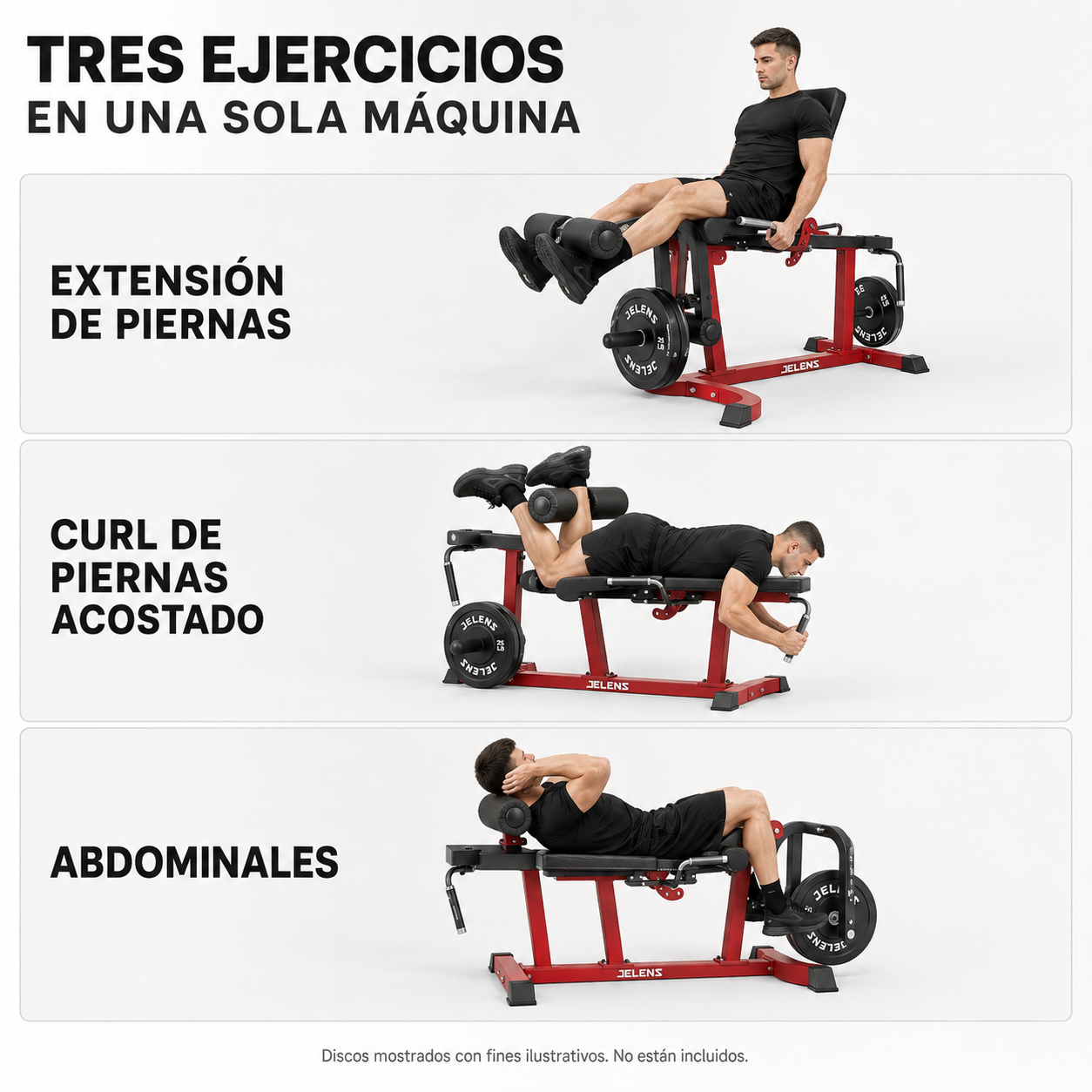 Máquina JELENS J10 para extensión y curl de piernas