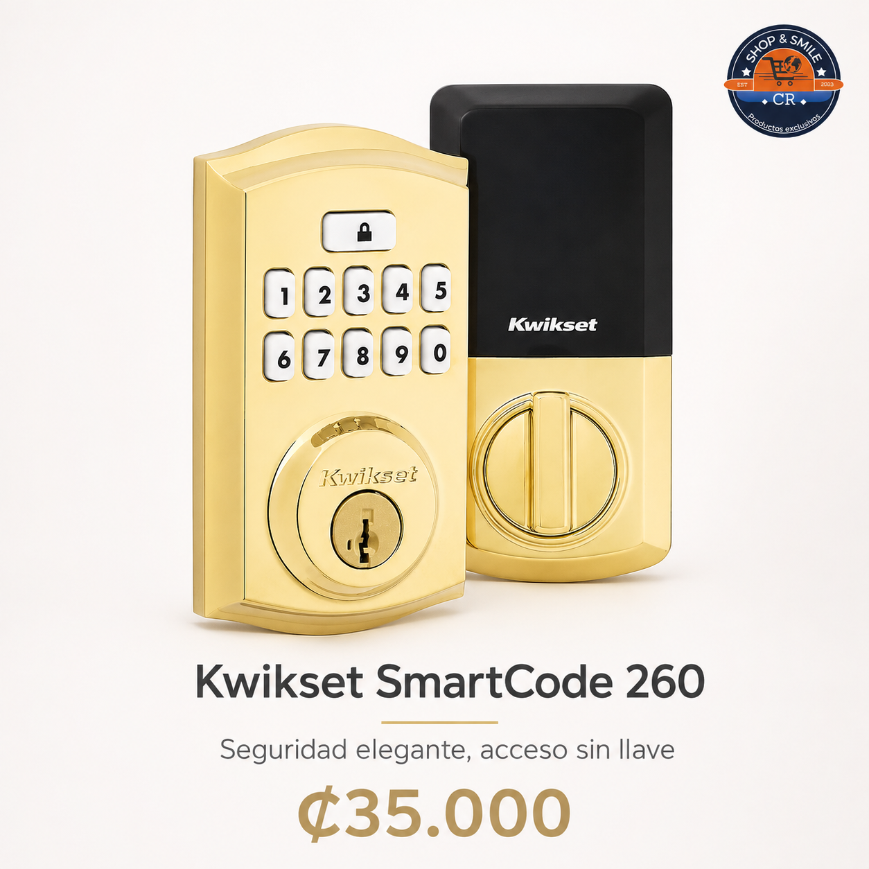 Cerradura Electrónica Kwikset SmartCode 260 Dorada con Teclado