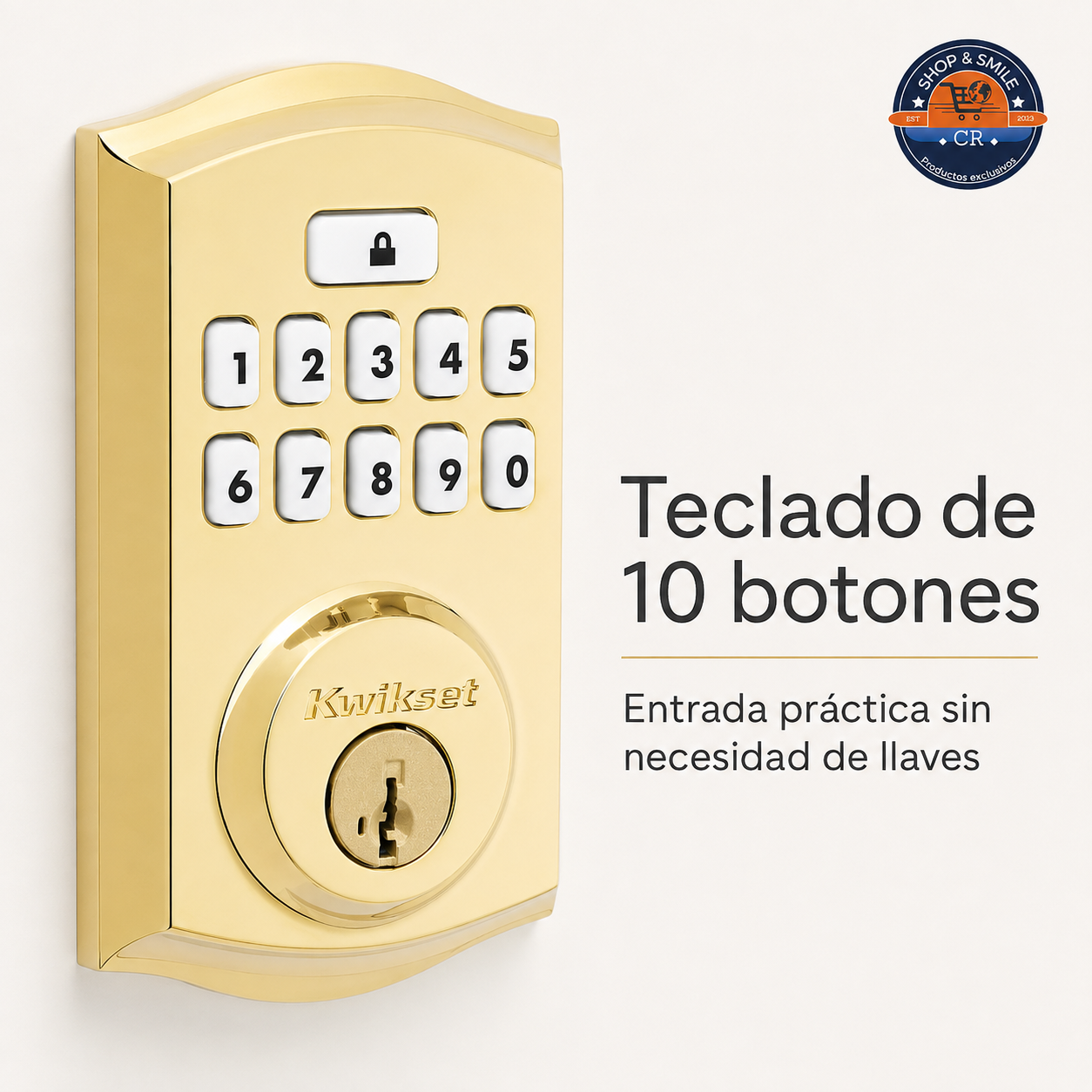 Cerradura Electrónica Kwikset SmartCode 260 Dorada con Teclado
