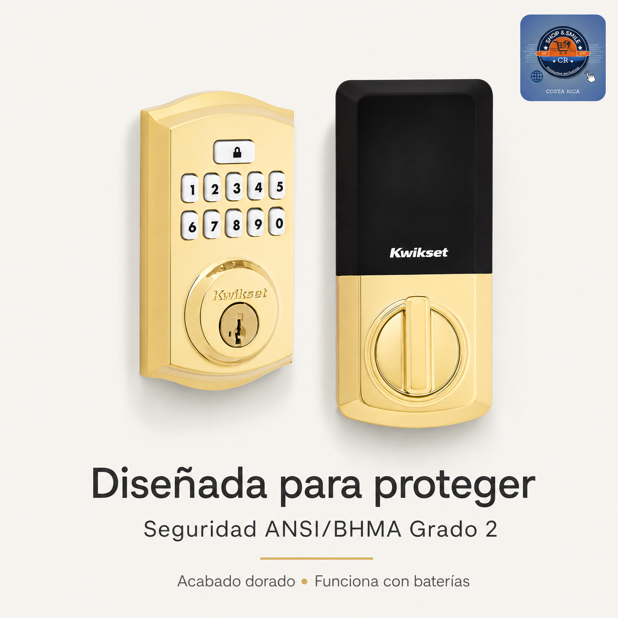 Cerradura Electrónica Kwikset SmartCode 260 Dorada con Teclado