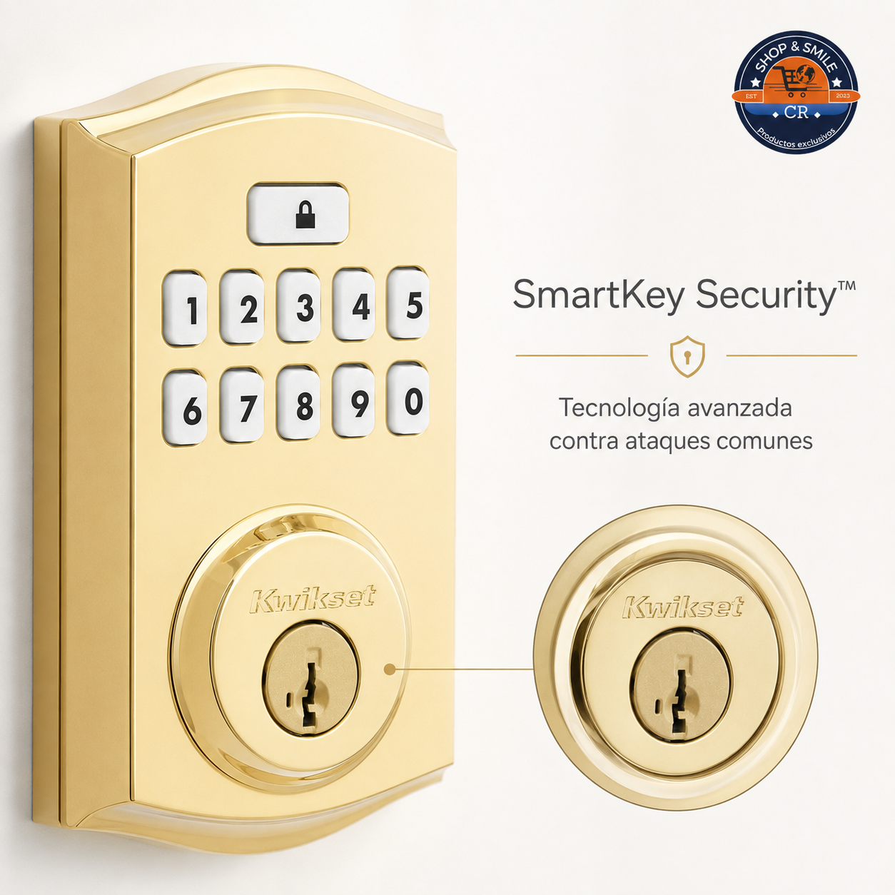 Cerradura Electrónica Kwikset SmartCode 260 Dorada con Teclado