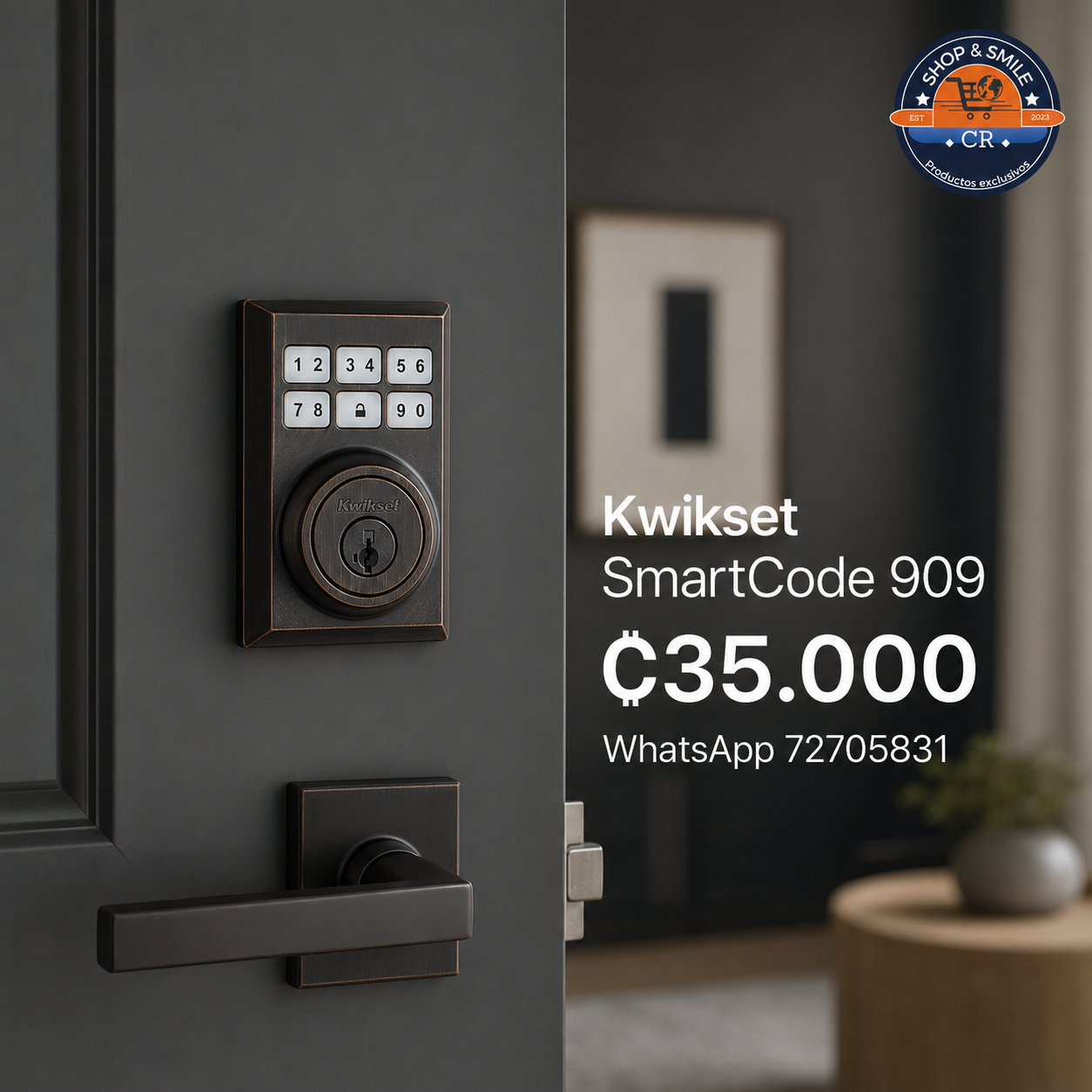 Cerradura Electrónica Kwikset SmartCode 909 Contemporary – Bronce Veneciano