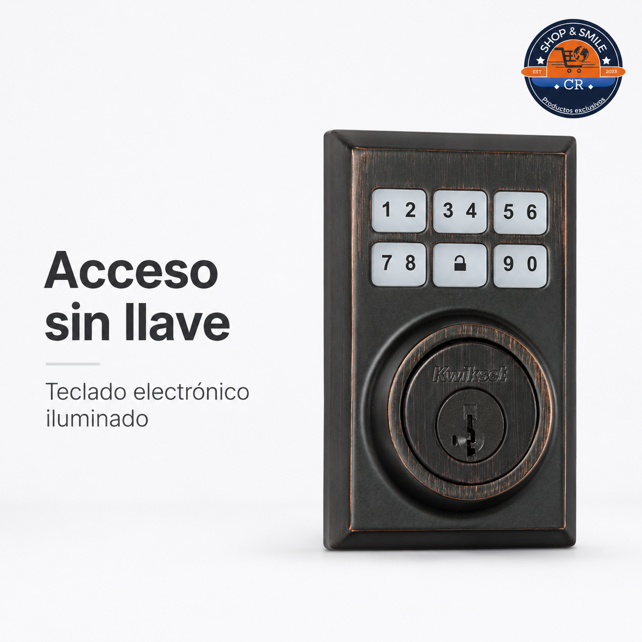 Cerradura Electrónica Kwikset SmartCode 909 Contemporary – Bronce Veneciano