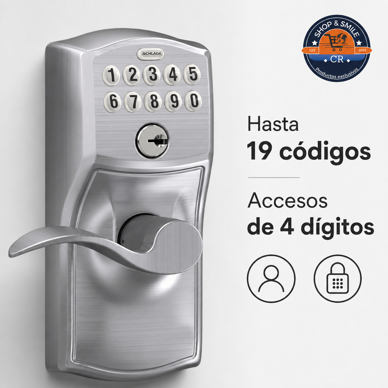 Cerradura Electrónica Schlage Keypad Lever Camelot Flex-Lock – Cromo Satinado