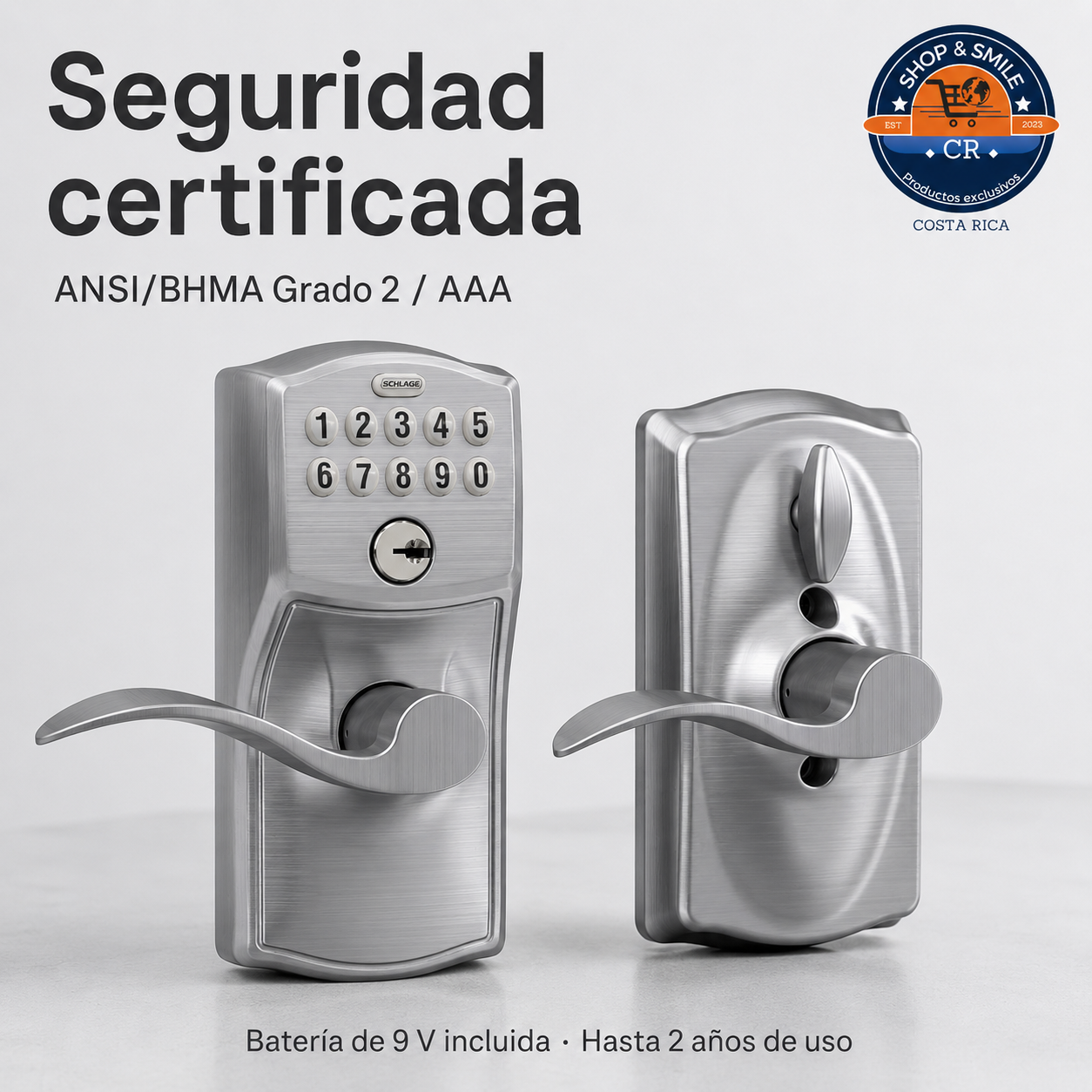 Cerradura Electrónica Schlage Keypad Lever Camelot Flex-Lock – Cromo Satinado