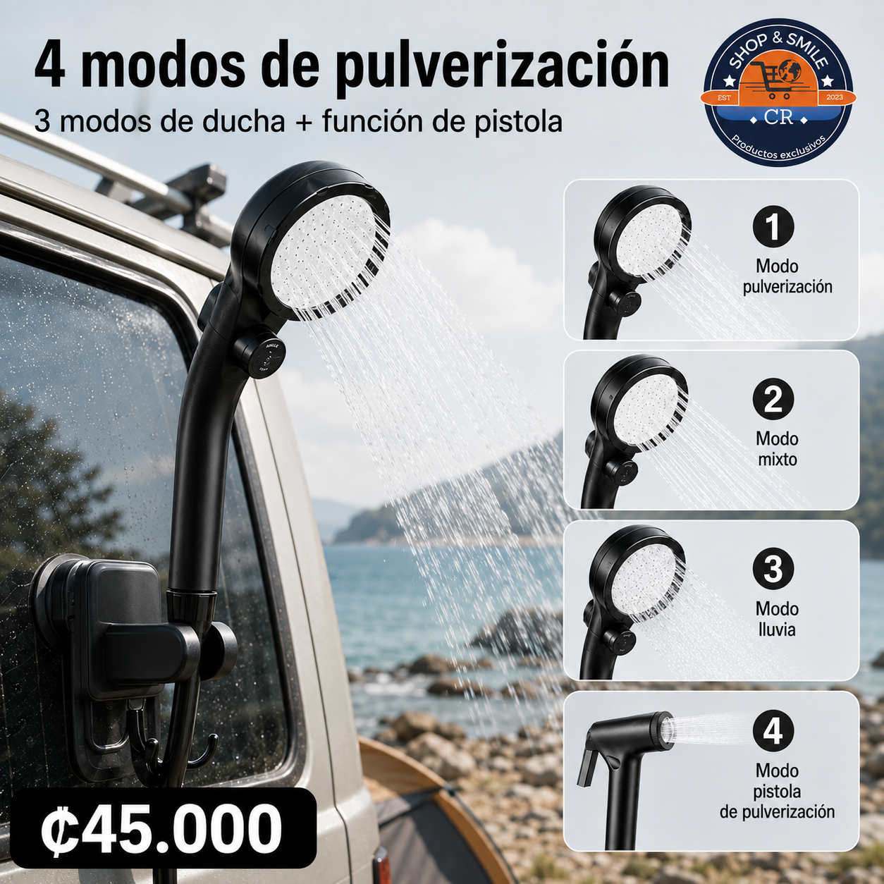 Ducha portátil ELZONYX 6000 mAh con pantalla LED y cubo plegable de 20 L
