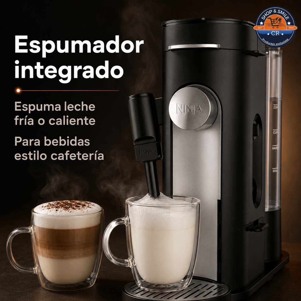 Ninja Pods & Grounds Cafetera de una porción con espumador integrado