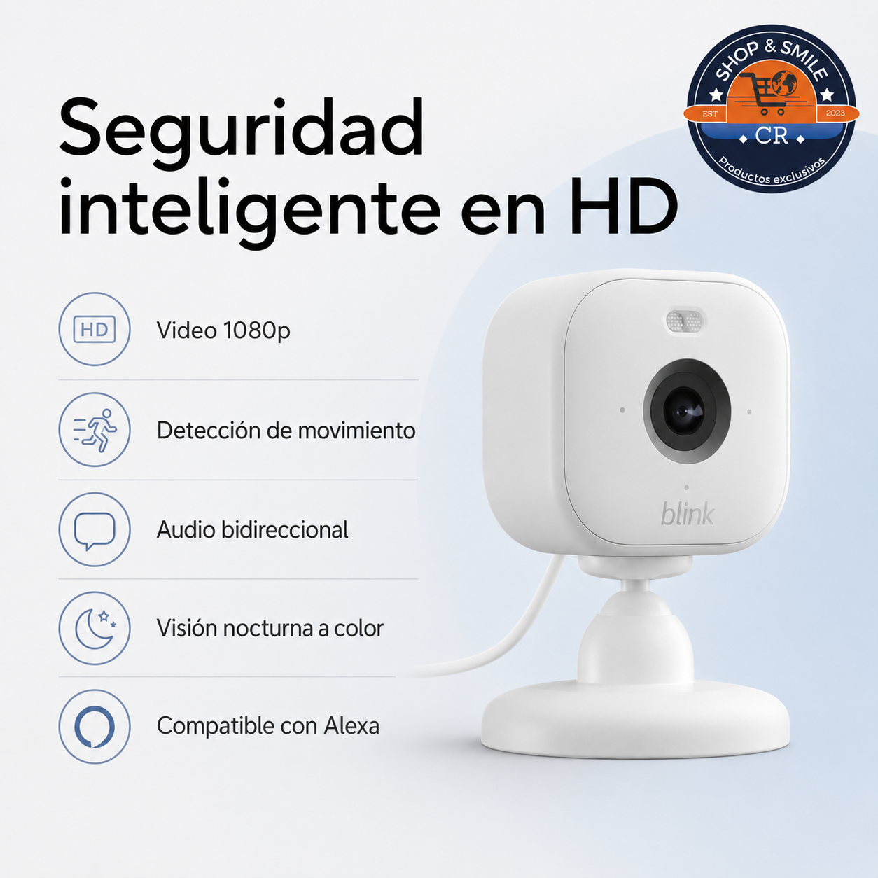 Blink Mini 2 Cámara de Seguridad Inteligente HD con Luz Integrada y Alexa