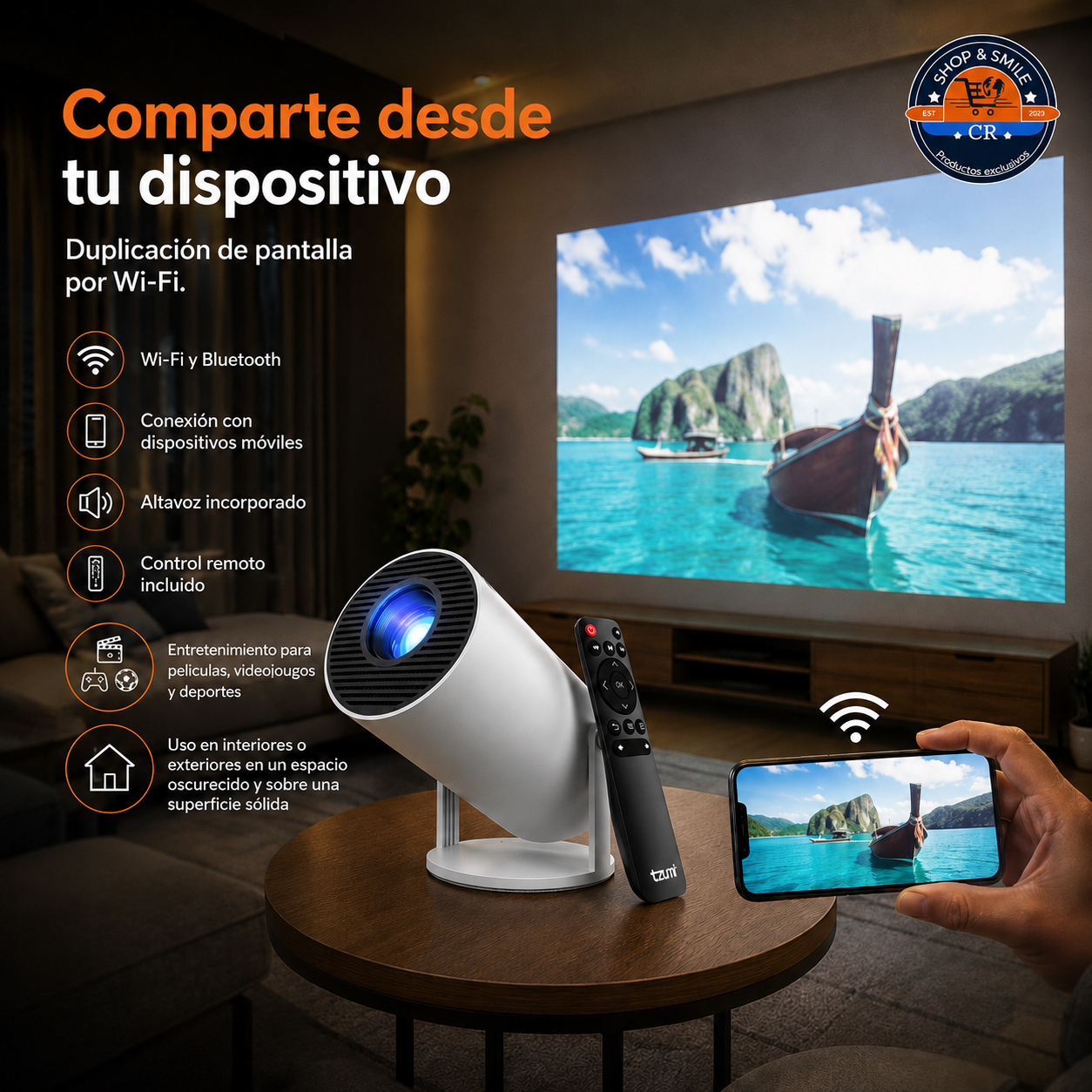 Tzumi GOTheater Proyector Portátil con Wi-Fi y Bluetooth