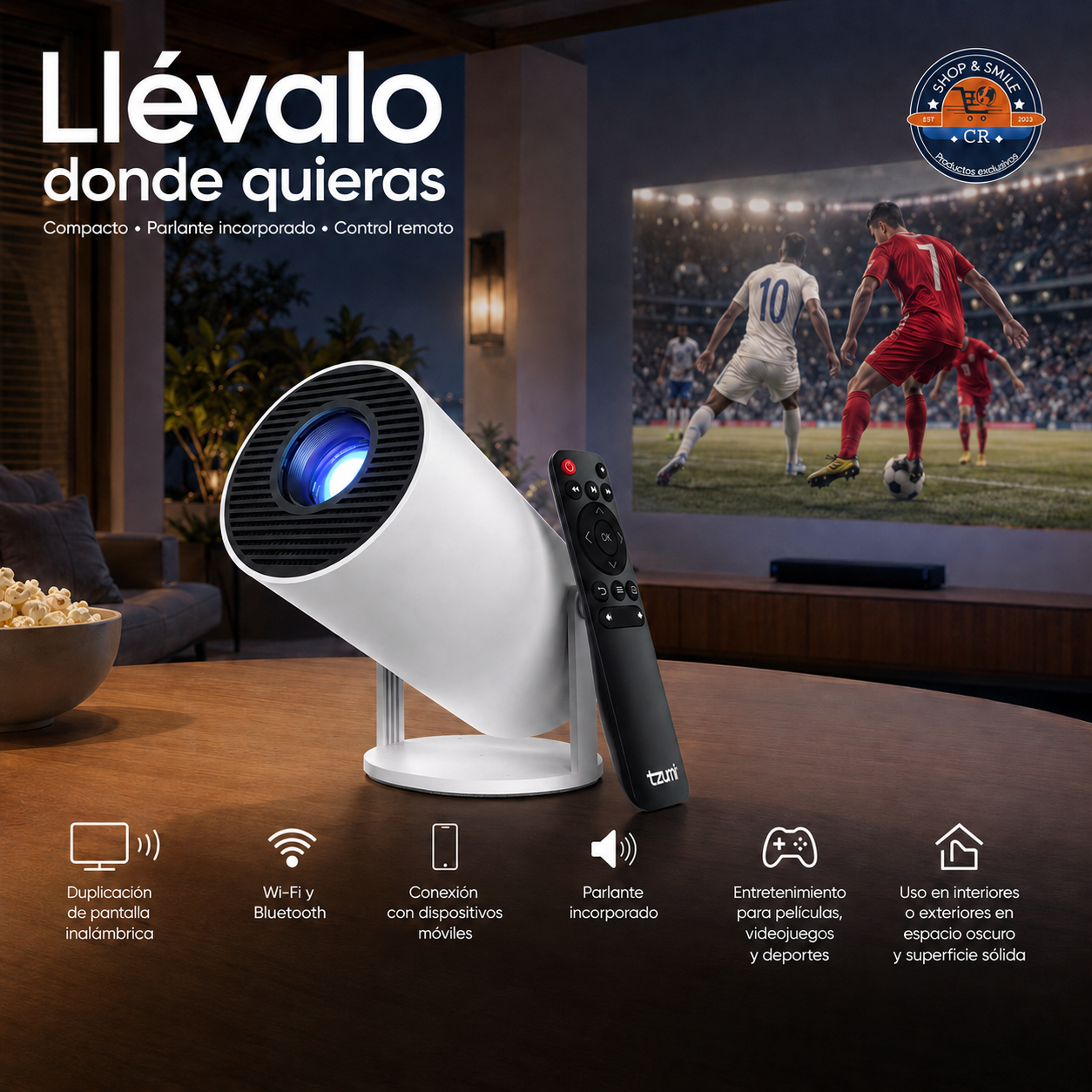 Tzumi GOTheater Proyector Portátil con Wi-Fi y Bluetooth