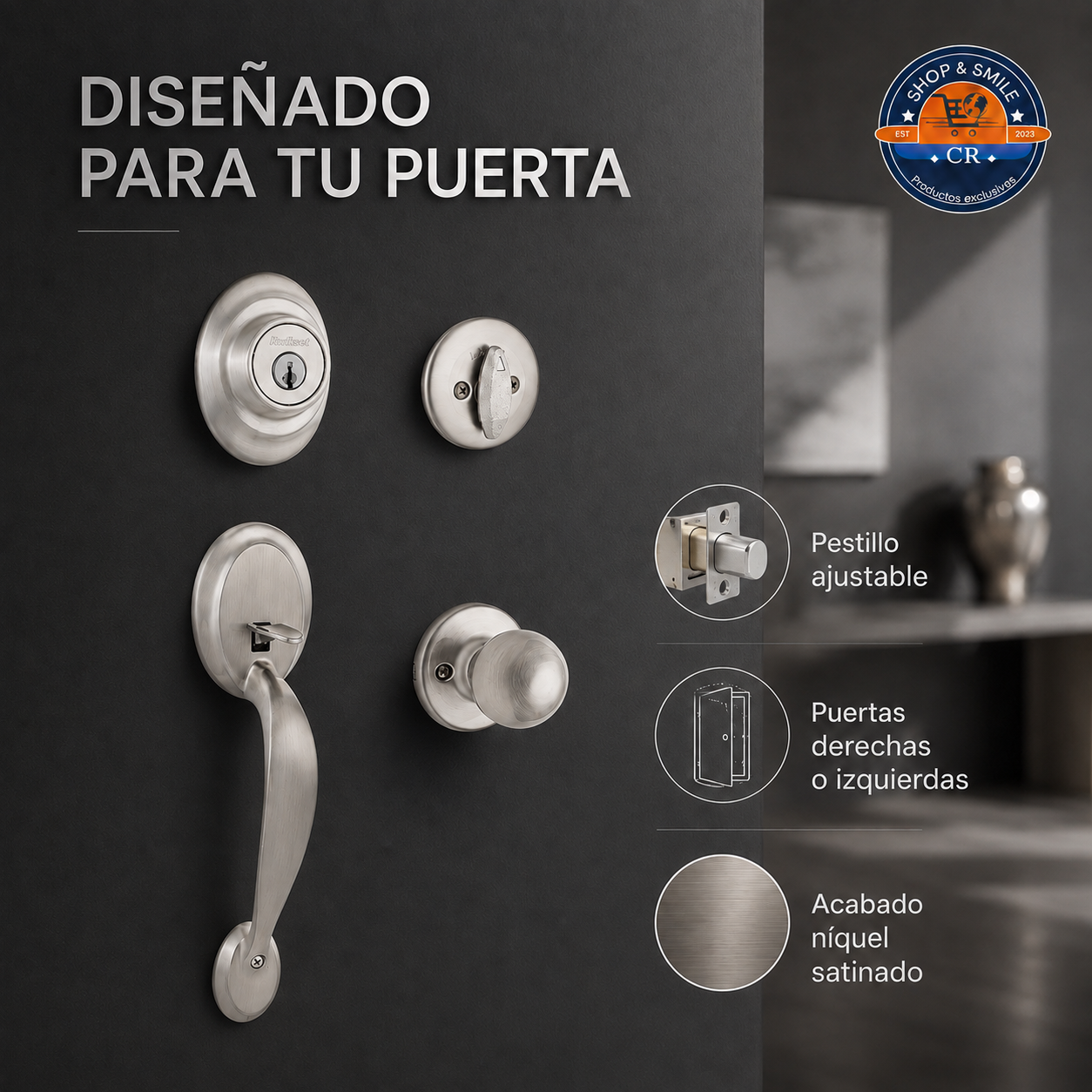 Kwikset Dakota con Perilla Polo y Cerrojo SmartKey – Níquel Satinado
