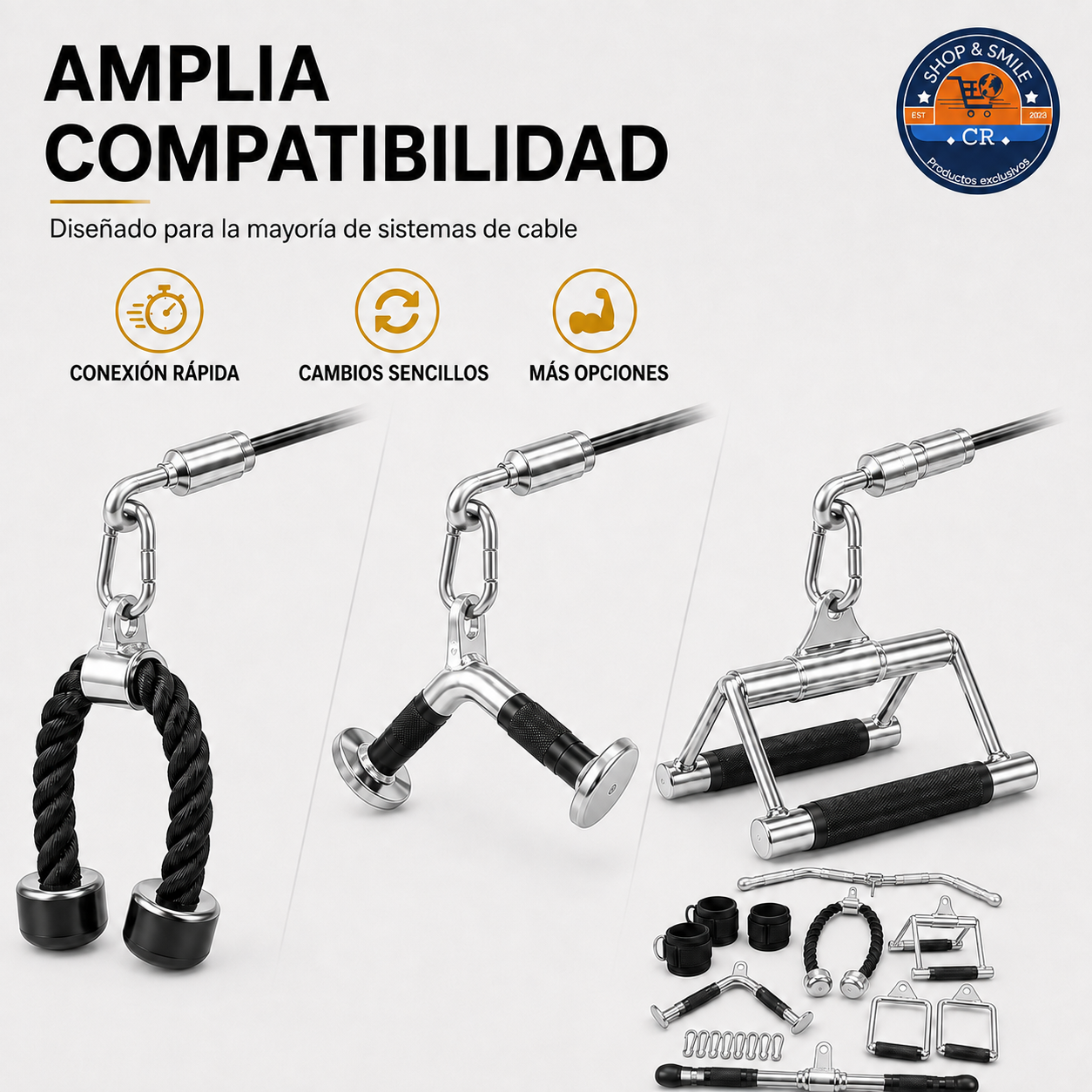 Set de 17 accesorios para máquina de cables